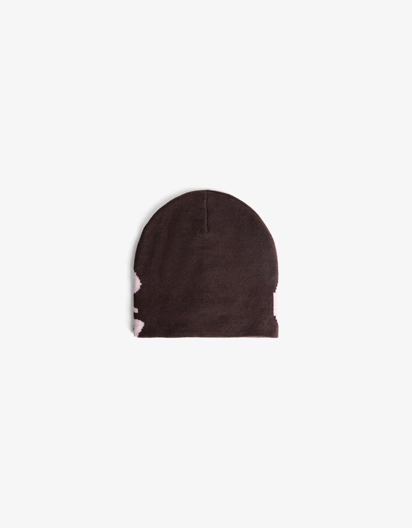 Print beanie-Brown