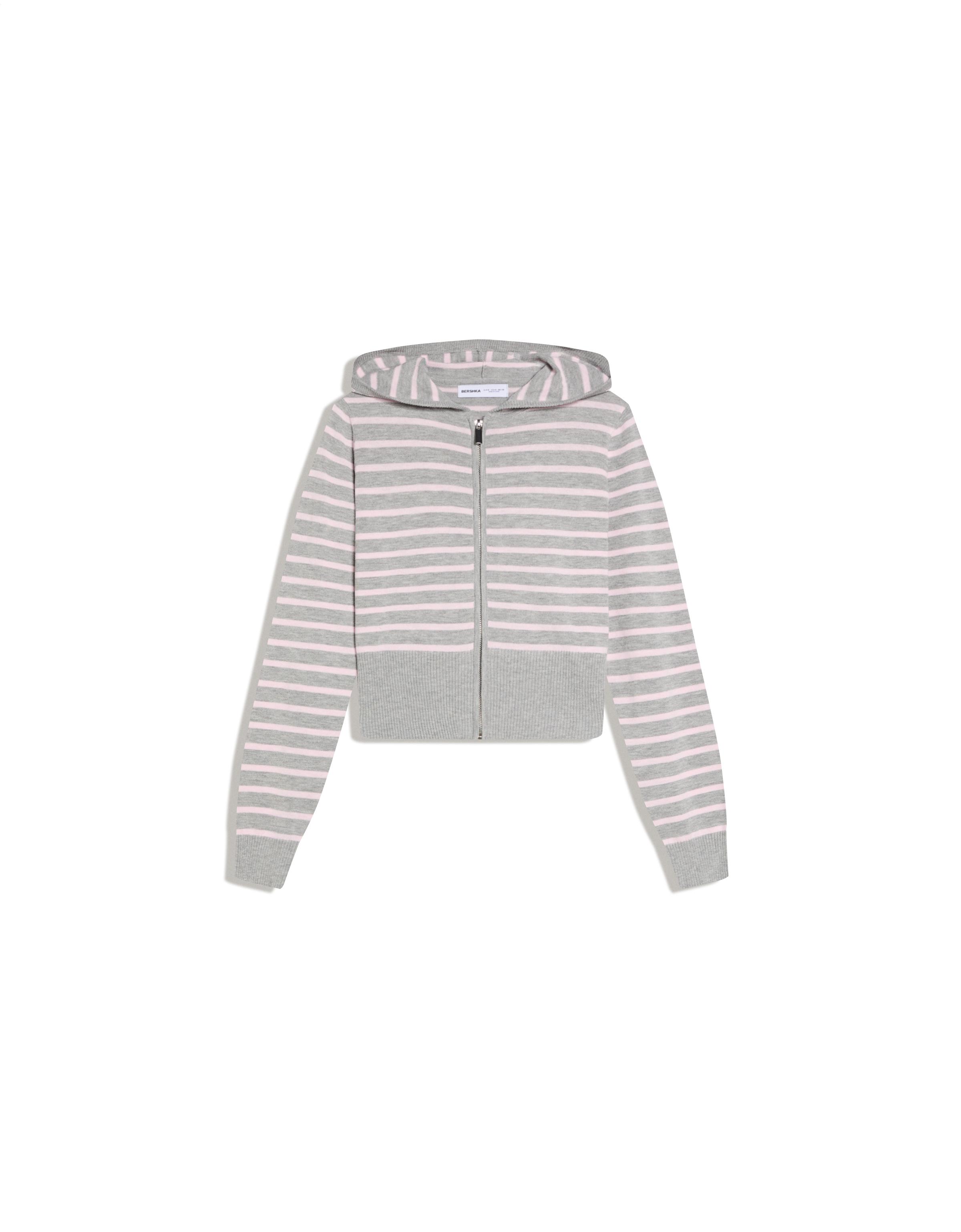 Çizgili kapüşonlu sweatshirt - Görsel 5