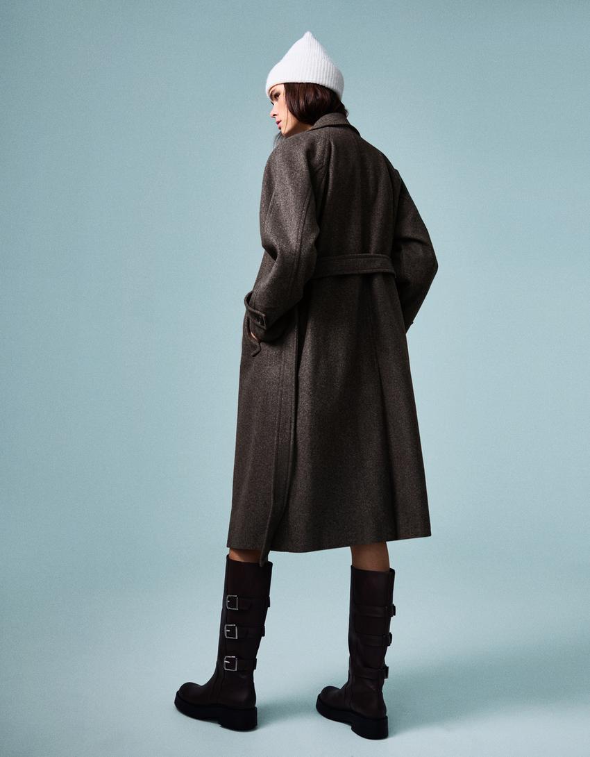 Trench doux ceinturé-Marron
