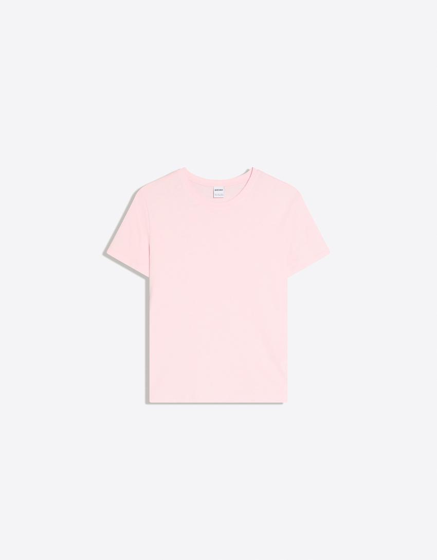 Camiseta manga corta básica-Rosa