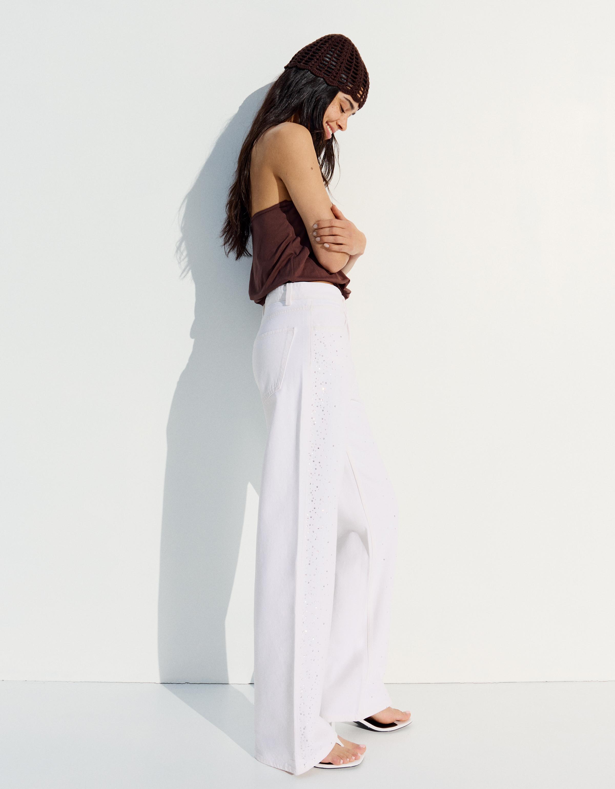 High-waist shimmery straight-leg jeans — Cream