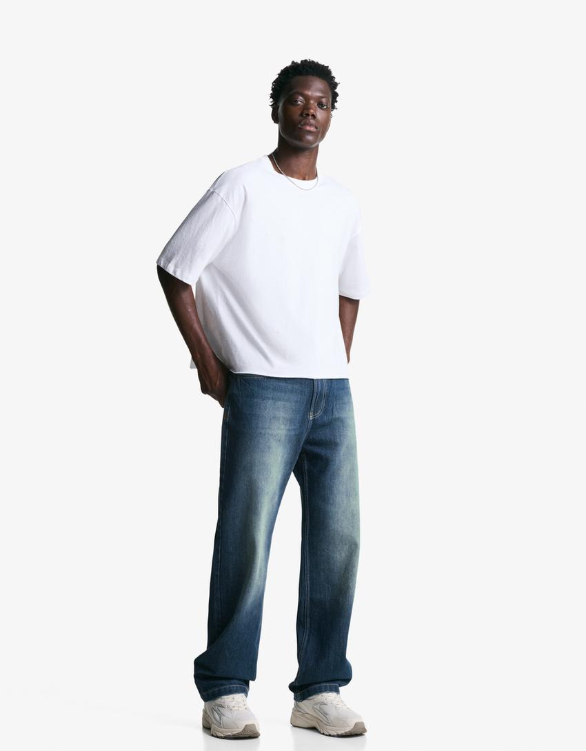 Jeans straight relaxed-Verde-0