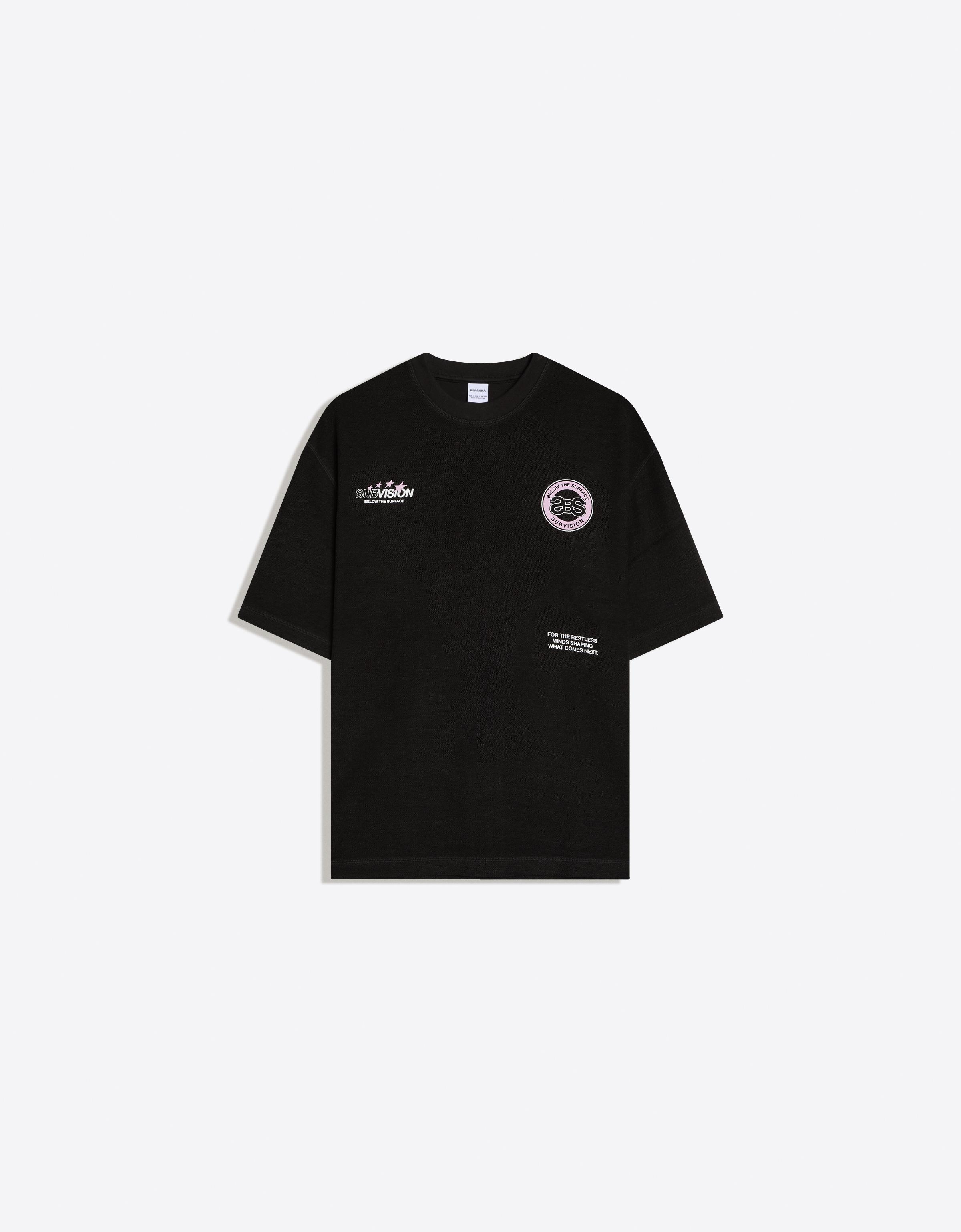Fleece print T-shirt — Black