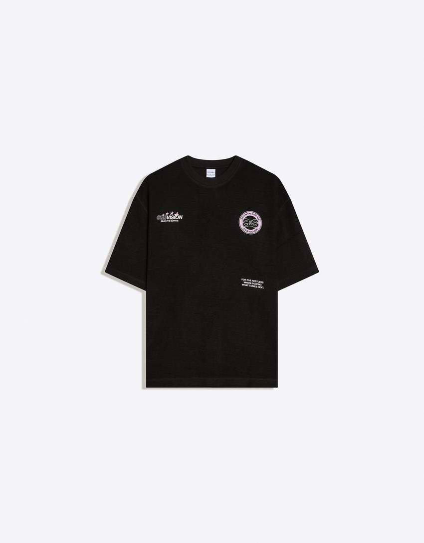Plush printed T-shirt-Black