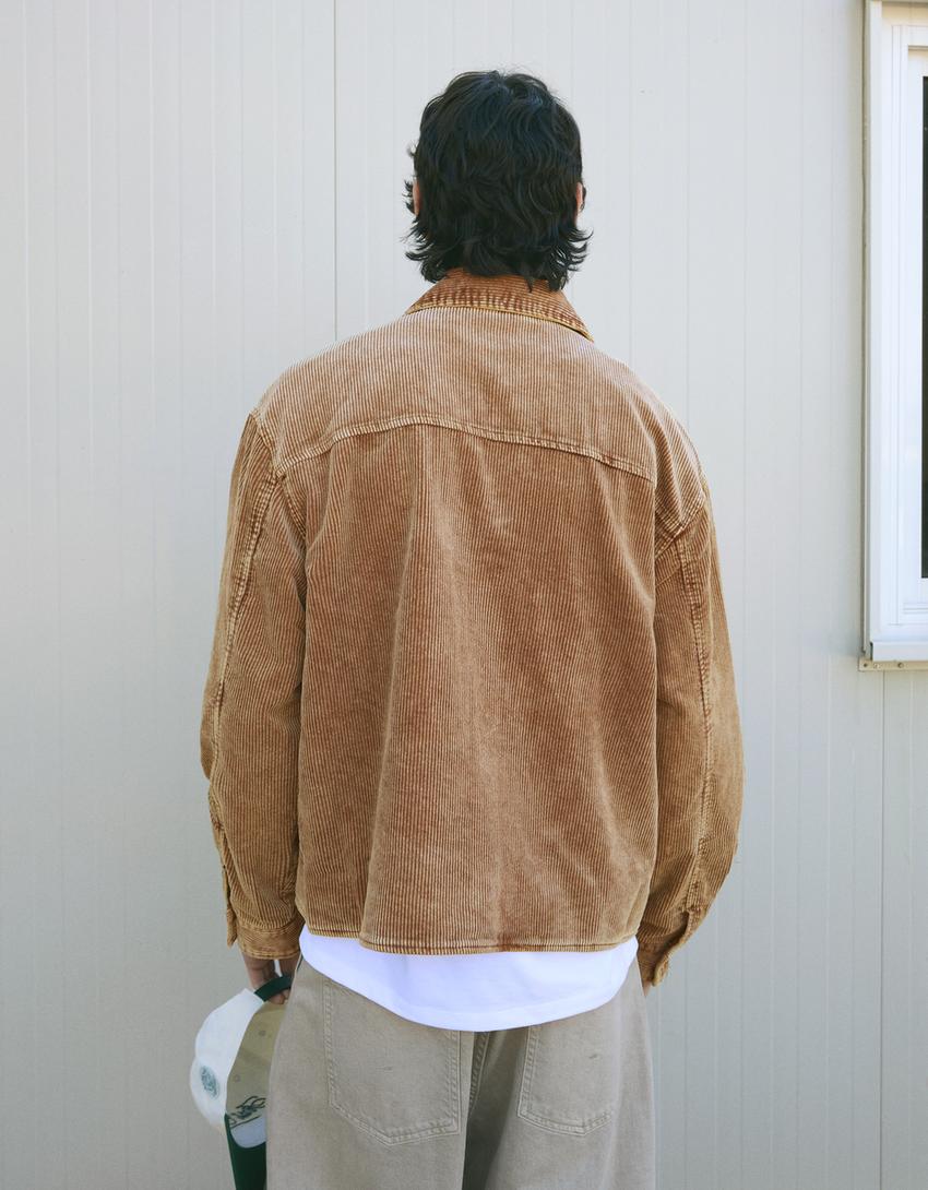 Boxy fit corduroy jacket-Camel