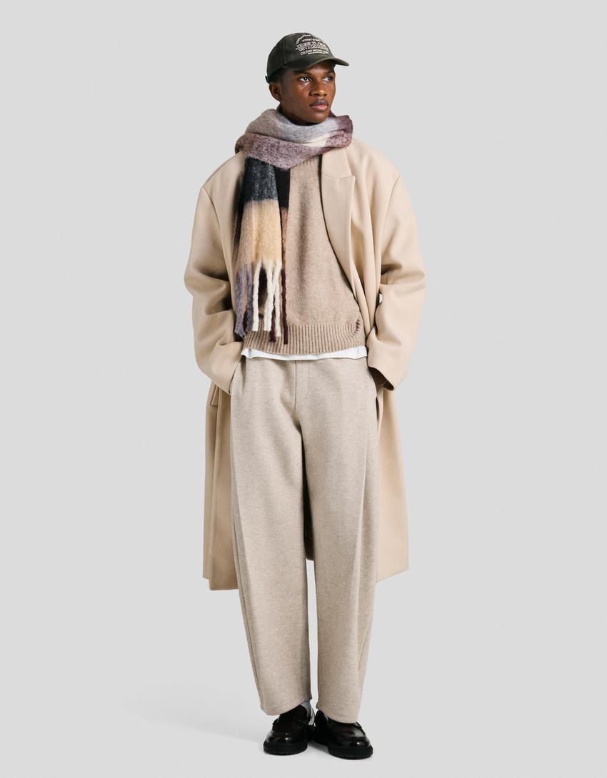 Manteau drap croisé-Sable