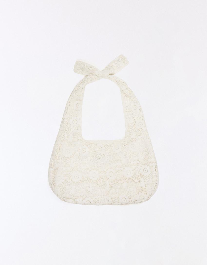 Crochet bucket bag-White