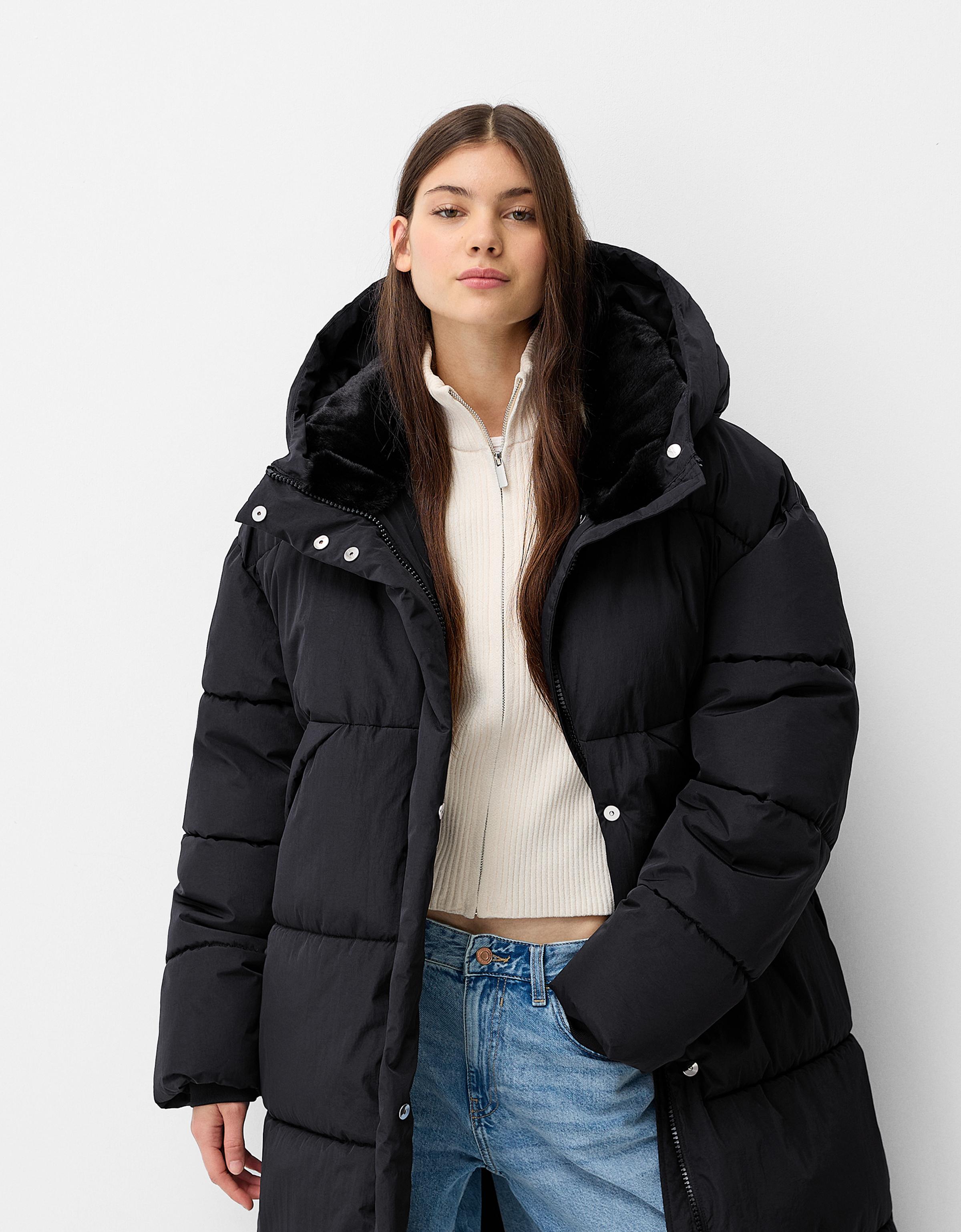 Bershka puffer jacket with hood online