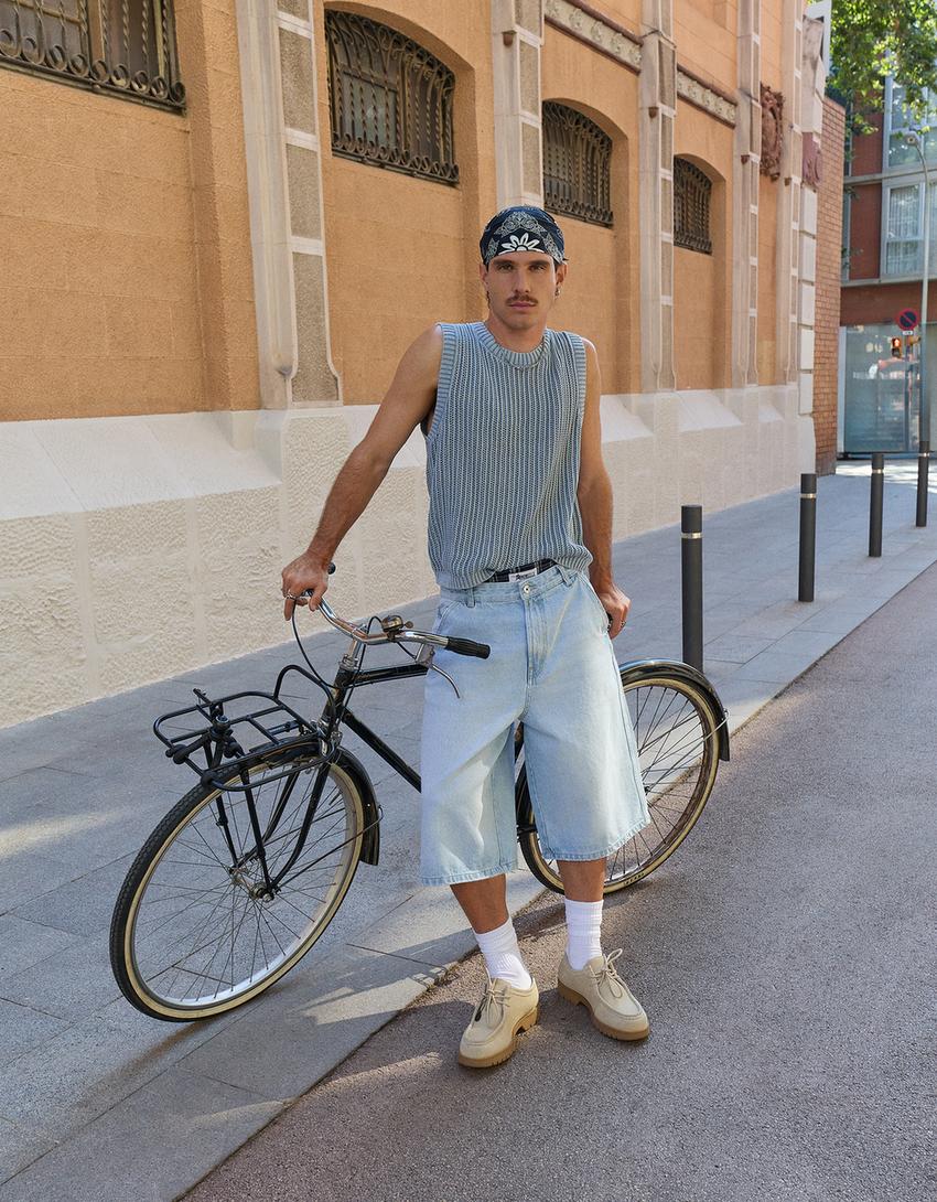 Gilet effet délavé-Bleu-0