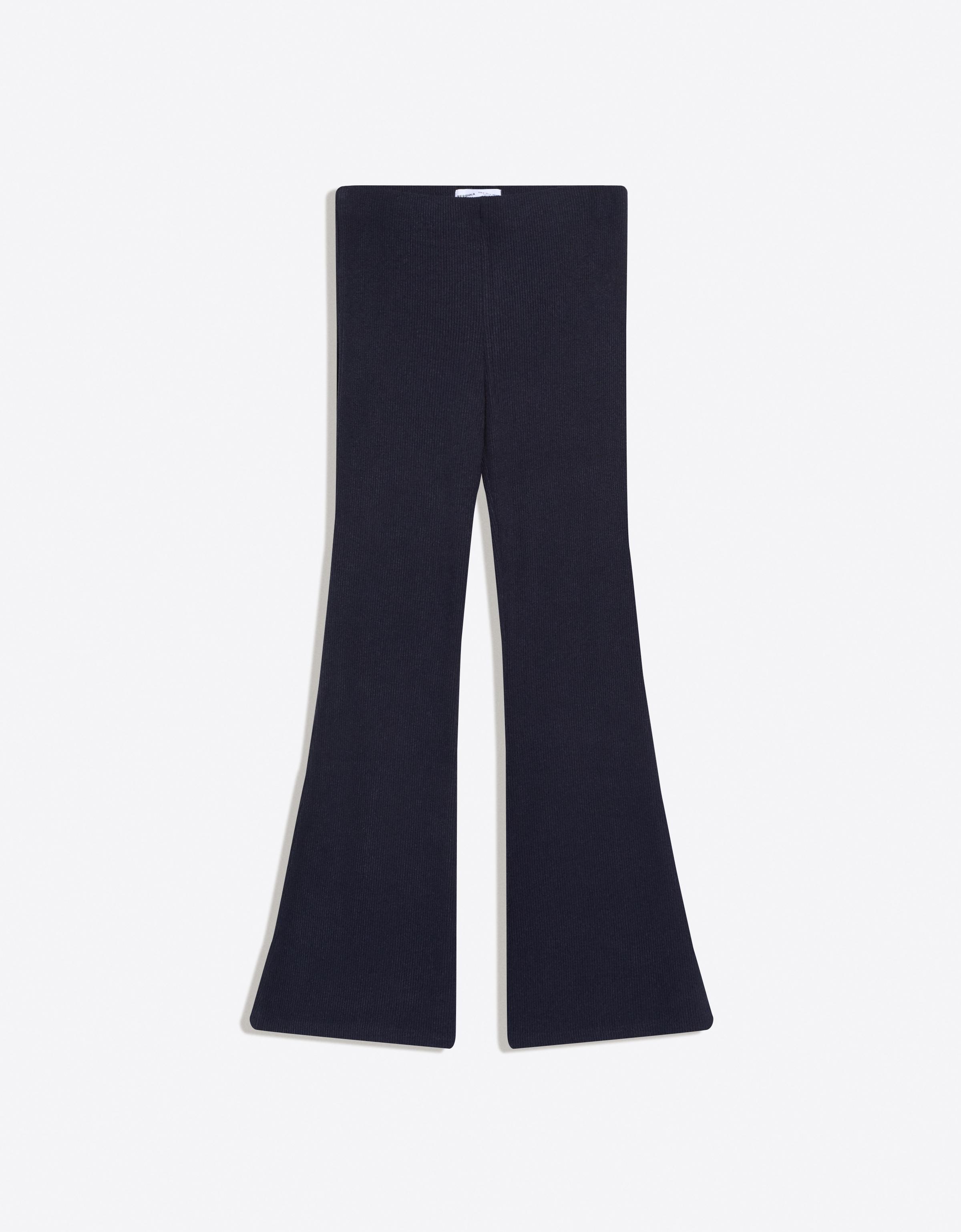 Bershka Schlaghose Soft Touch Damen Xl Marinenblau