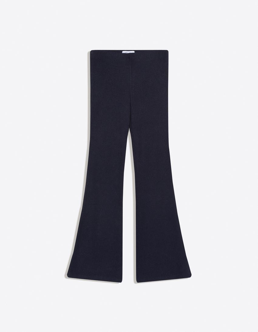 Soft touch flared trousers-Navy