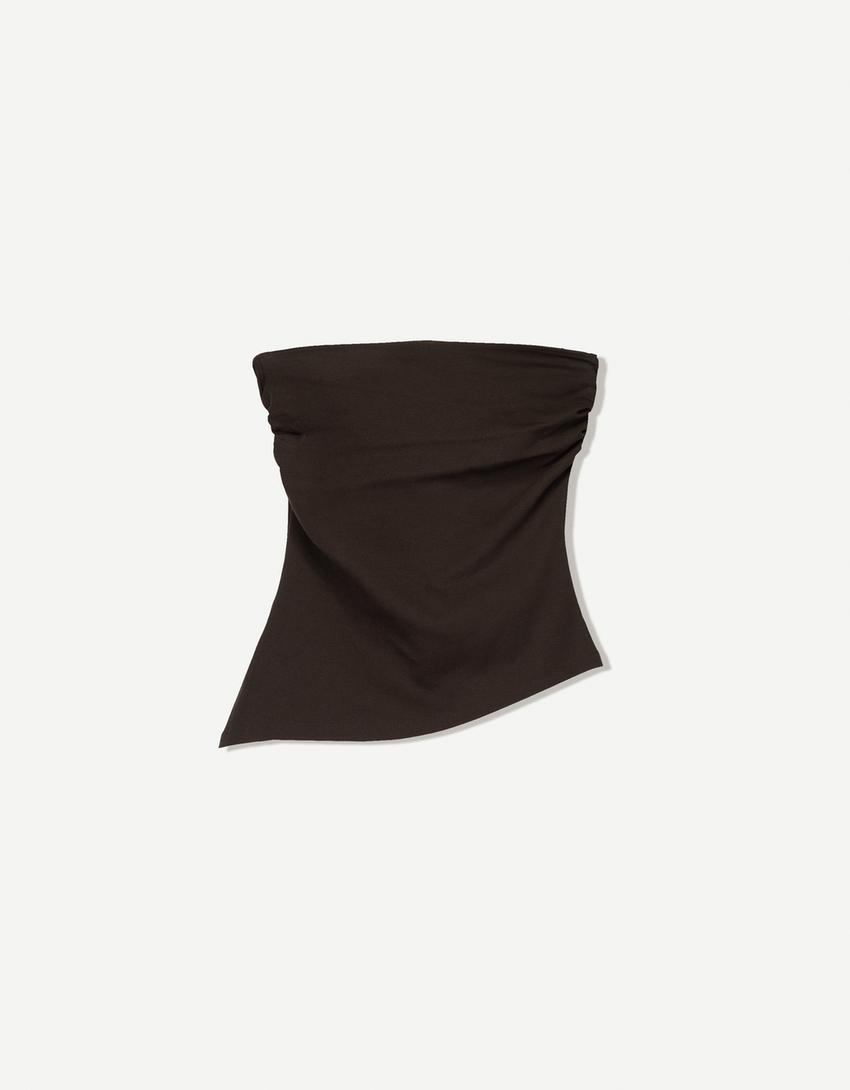 Gathered bandeau top-Brown-3