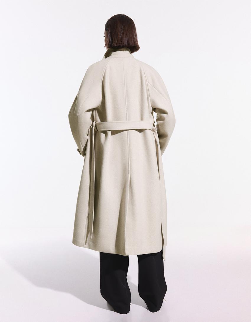 Abrigo trench soft cinturón-Arena