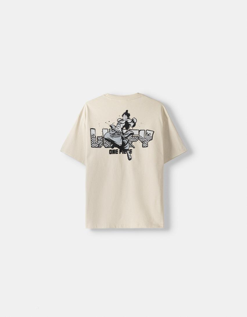 T-shirt One Piece manches courtes boxy fit imprimé-Camel-5