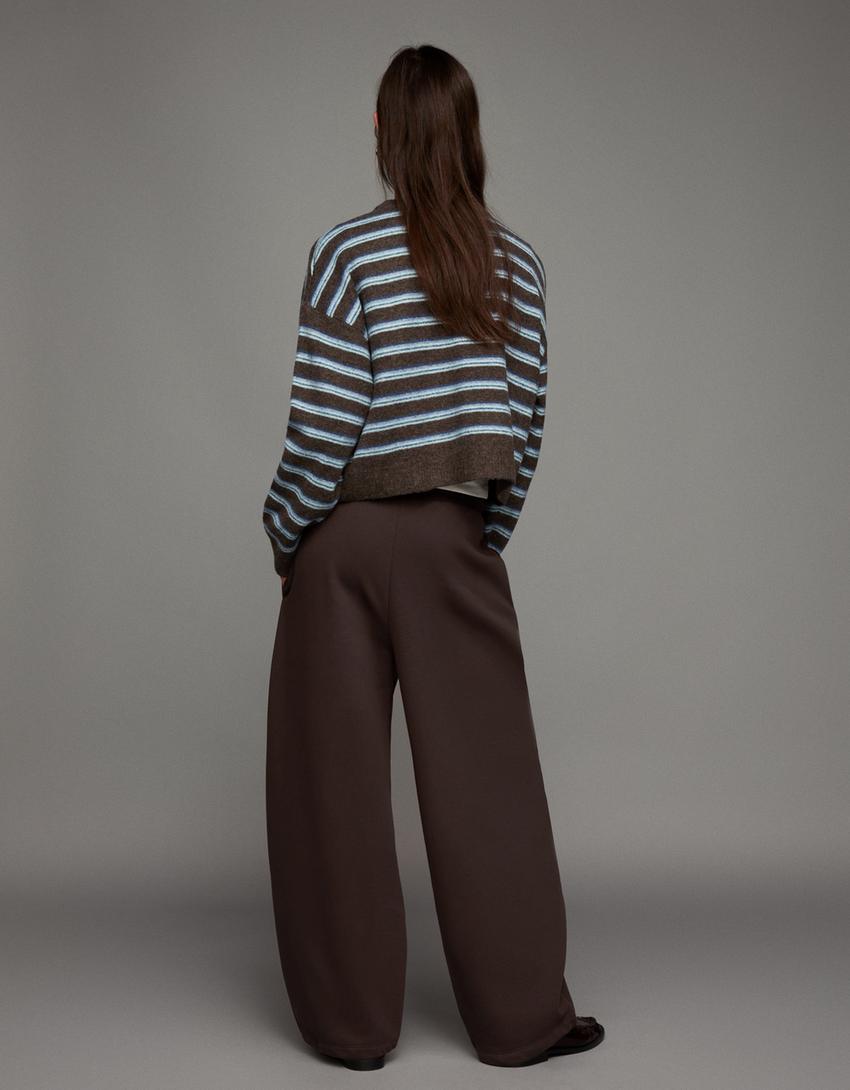 سروال برمودا بلش برباط أسفل الساقين-بني