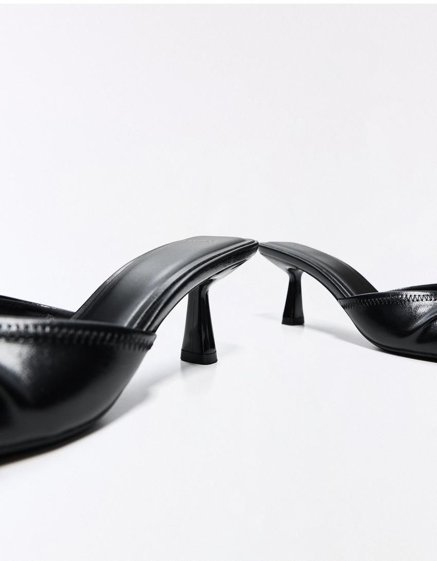 Mule with ruched detail-BLACK