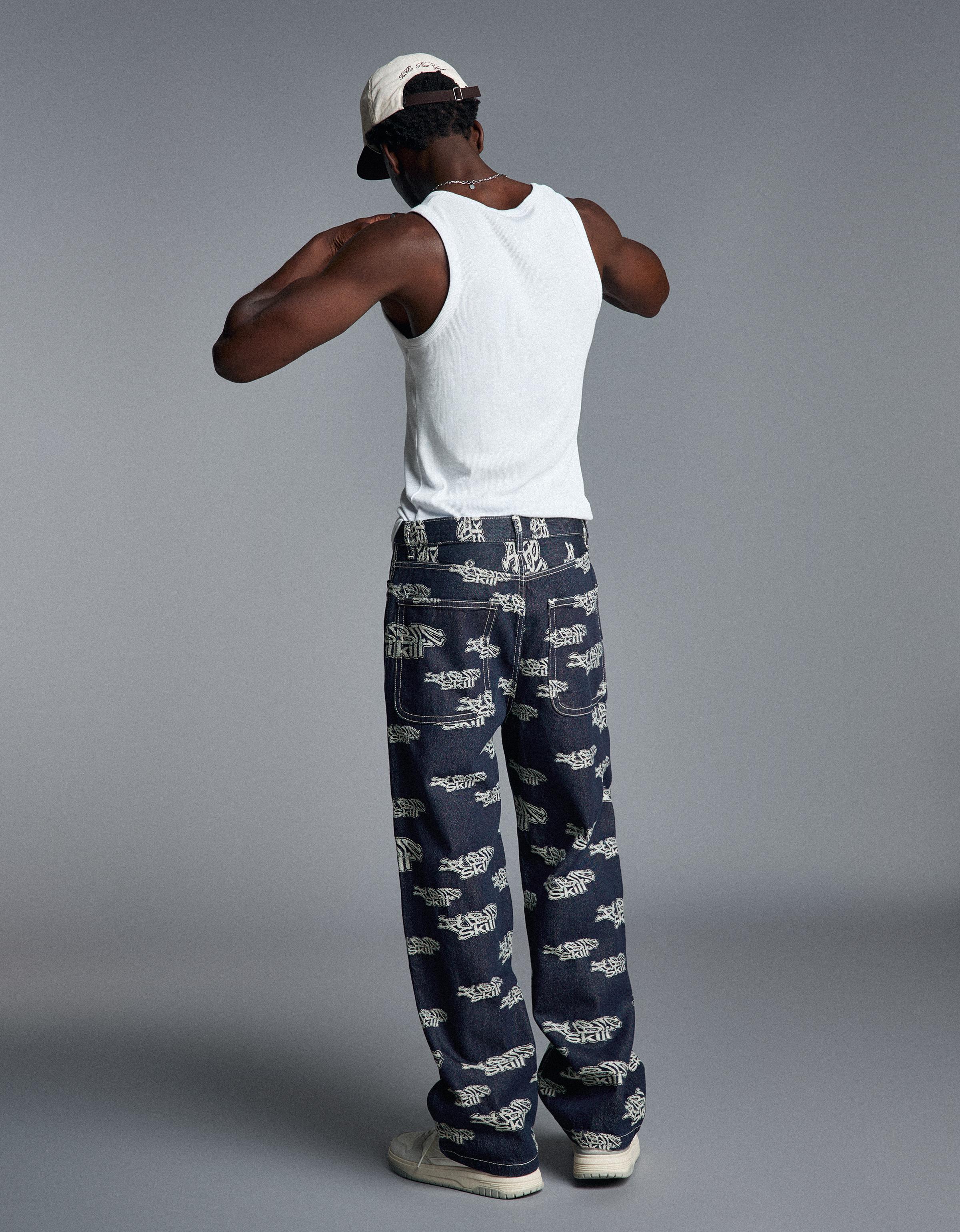 Jacquard trousers — Navy