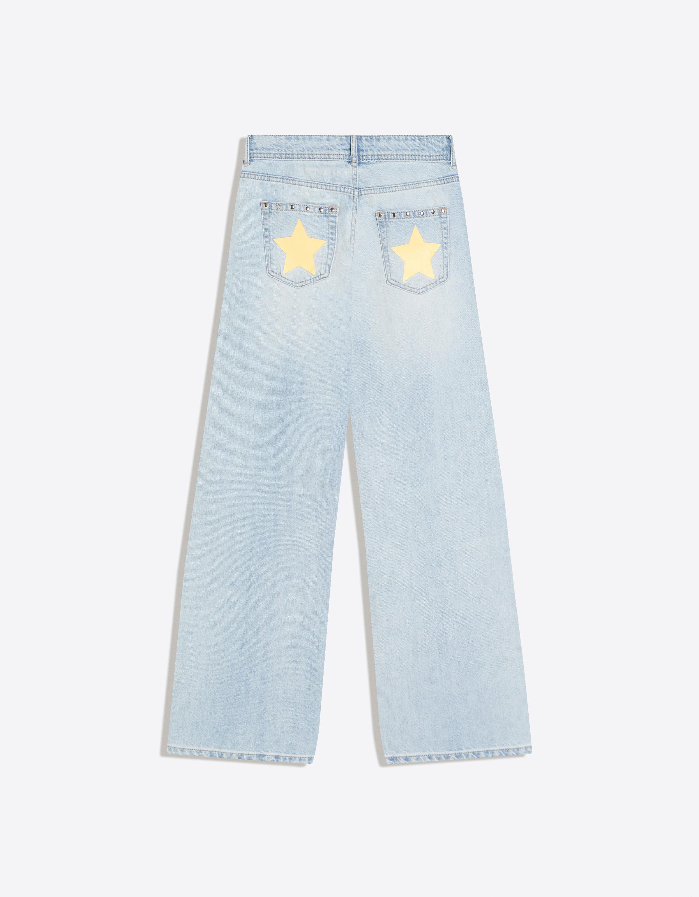 Düşük bel zımbalı baggy fit jean - Görsel 6