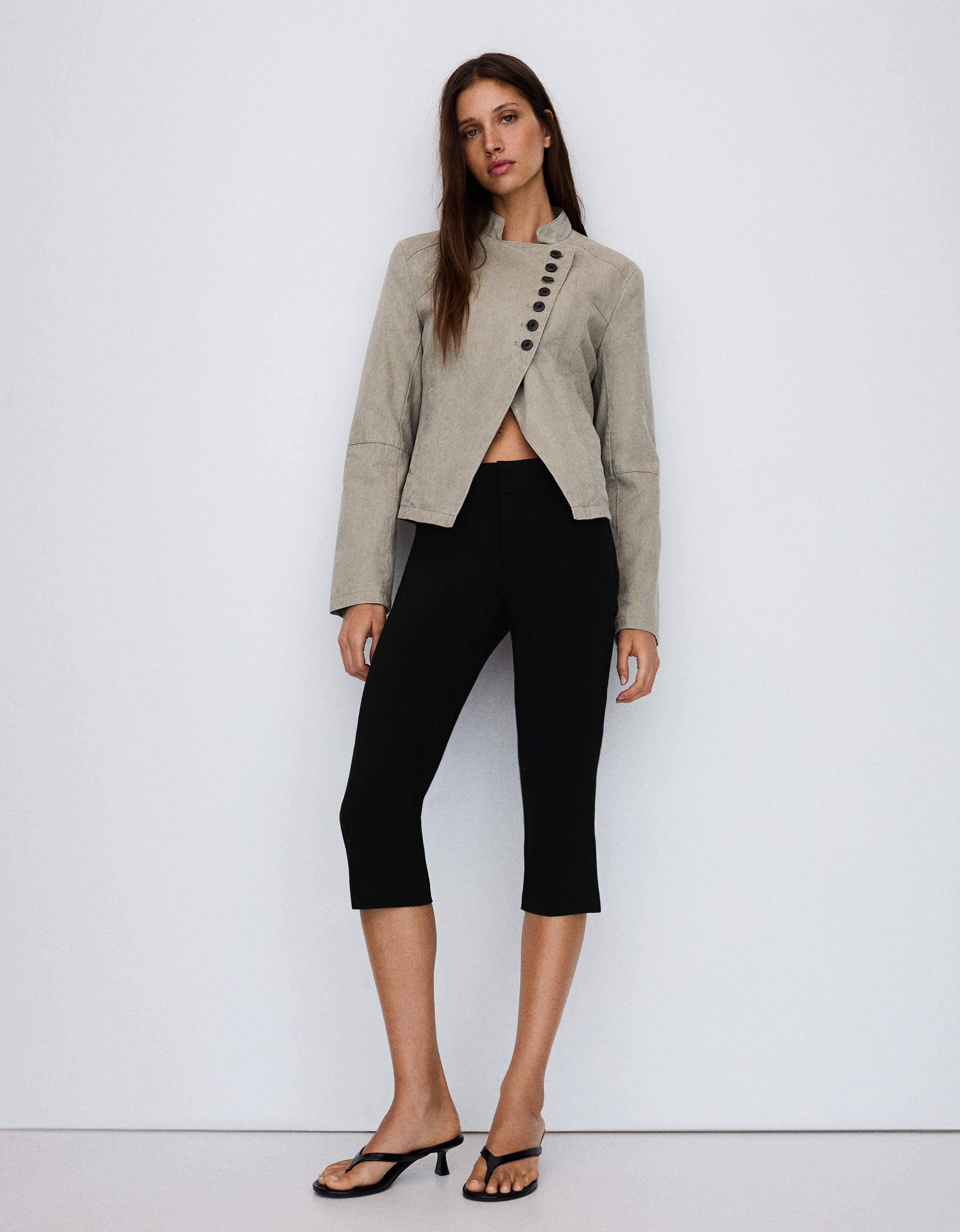Capris with split hems — Black
