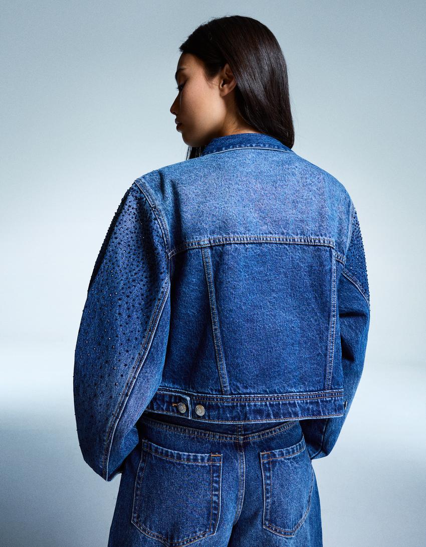 Cazadora denim brillo Mujer Bershka - Main Image