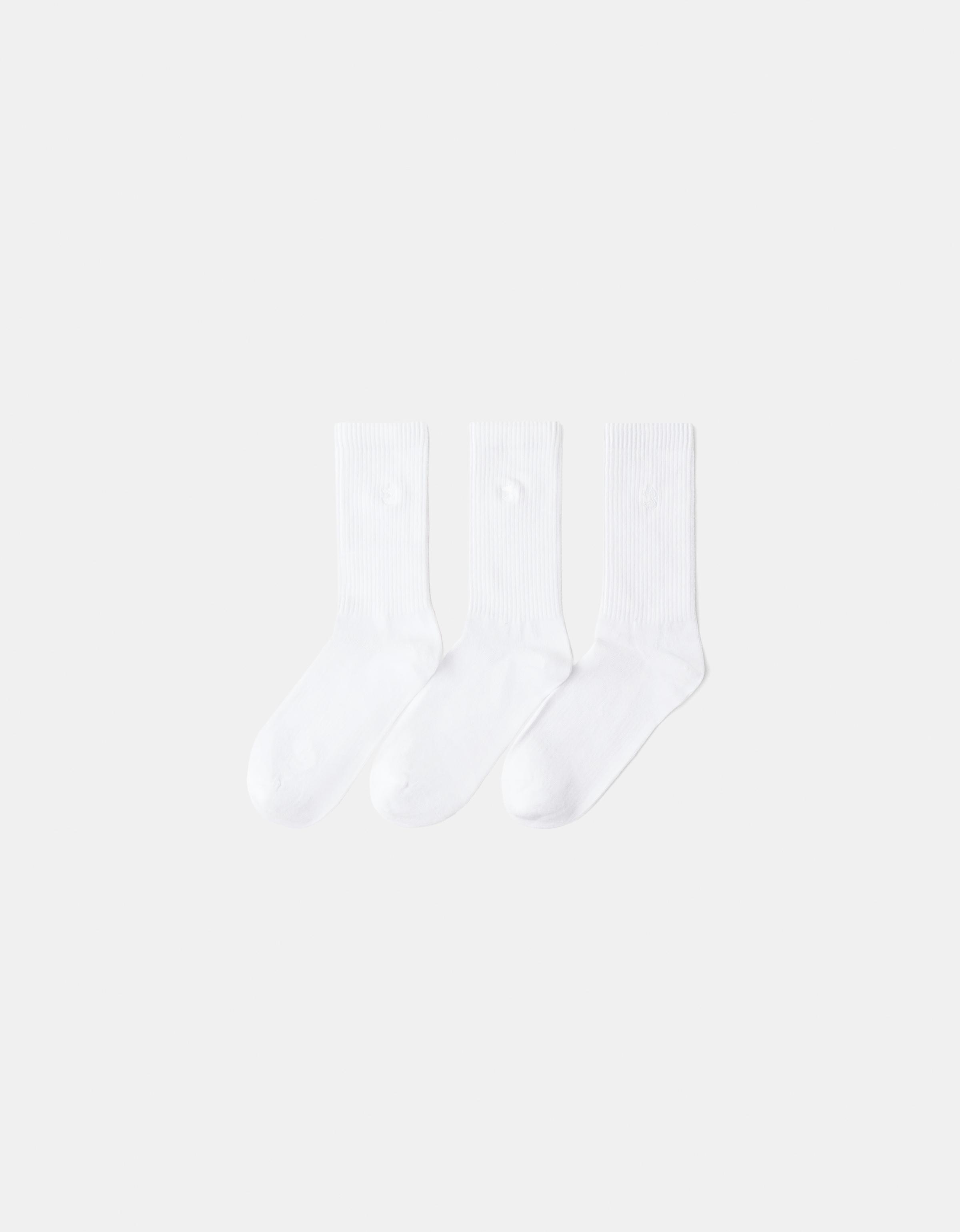 Bershka 3er-Pack Bestickte Socken Herren Weiss