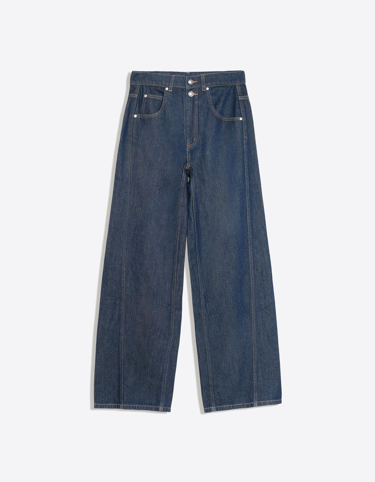 High-waist barrel jeans — Navy