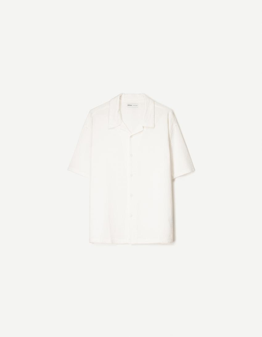 Ensemble chemise et pantalon texturé-Blanc-5