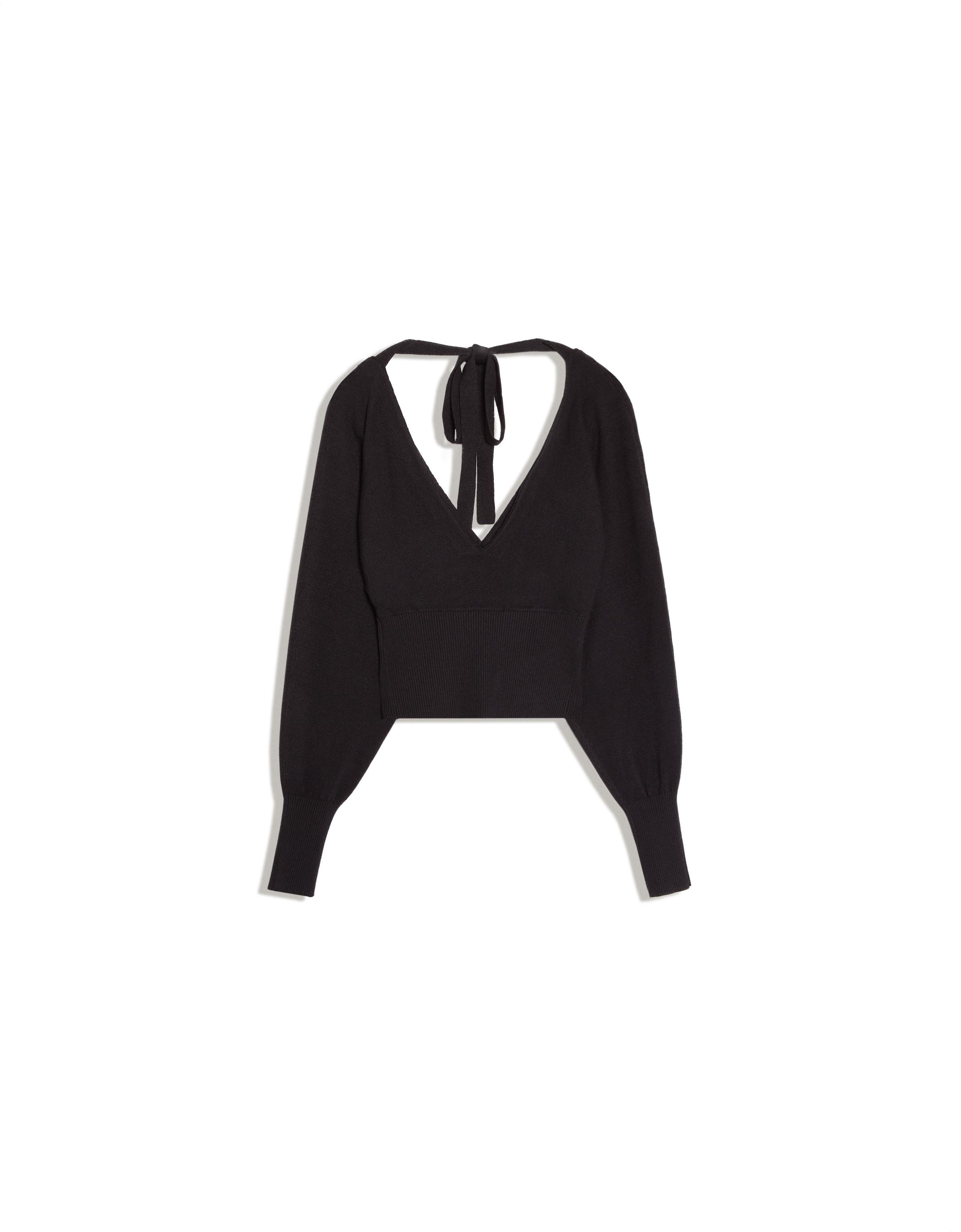 V-neck jumper with tied detail — Black
