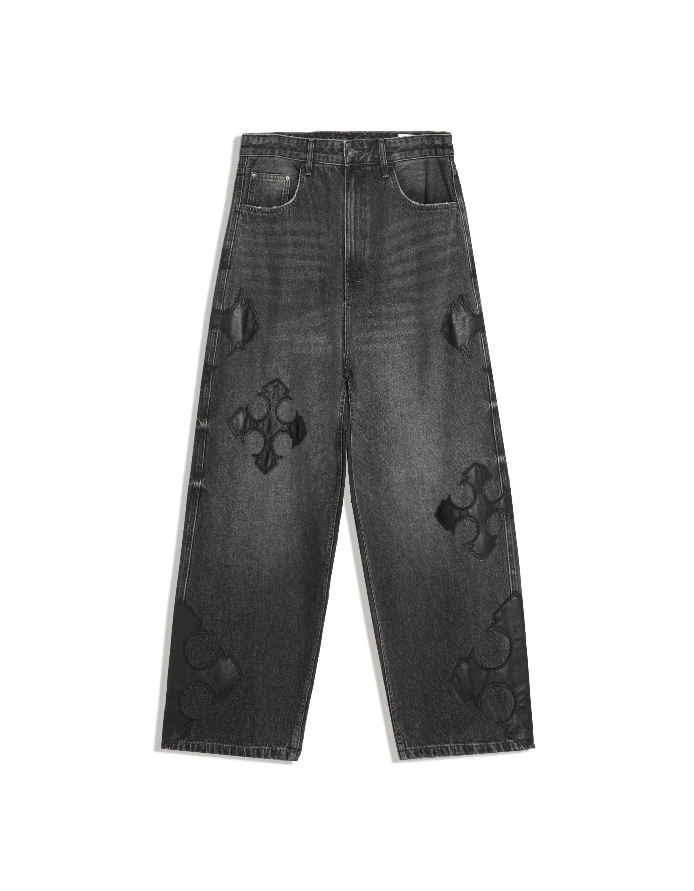 Patchwork barrel jeans — Black