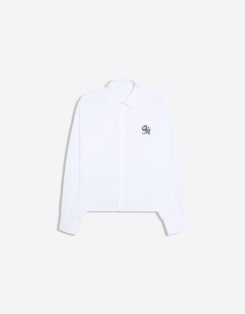 Langarmhemd mit Print-Weiss