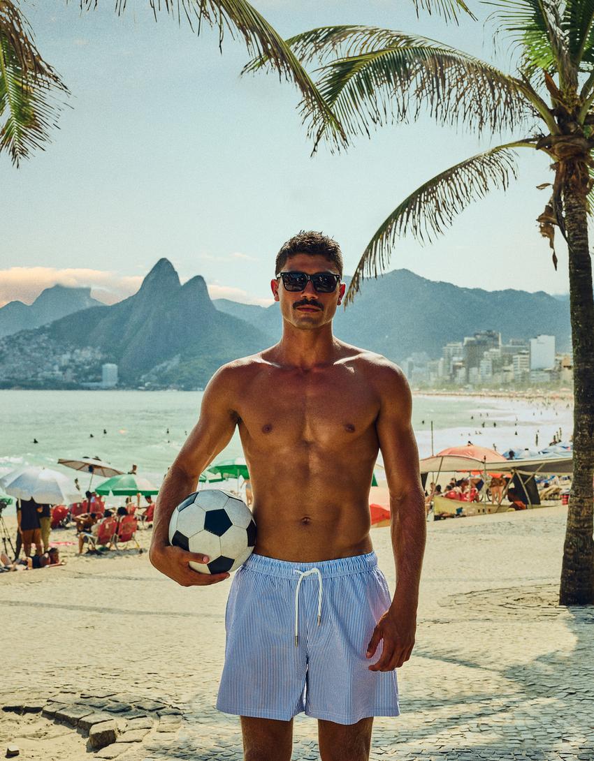 Celana renang pria boxy fit-Navy