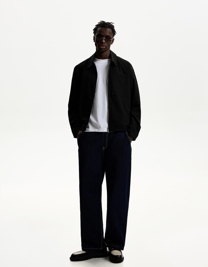 Overshirt met rits-Zwart-3