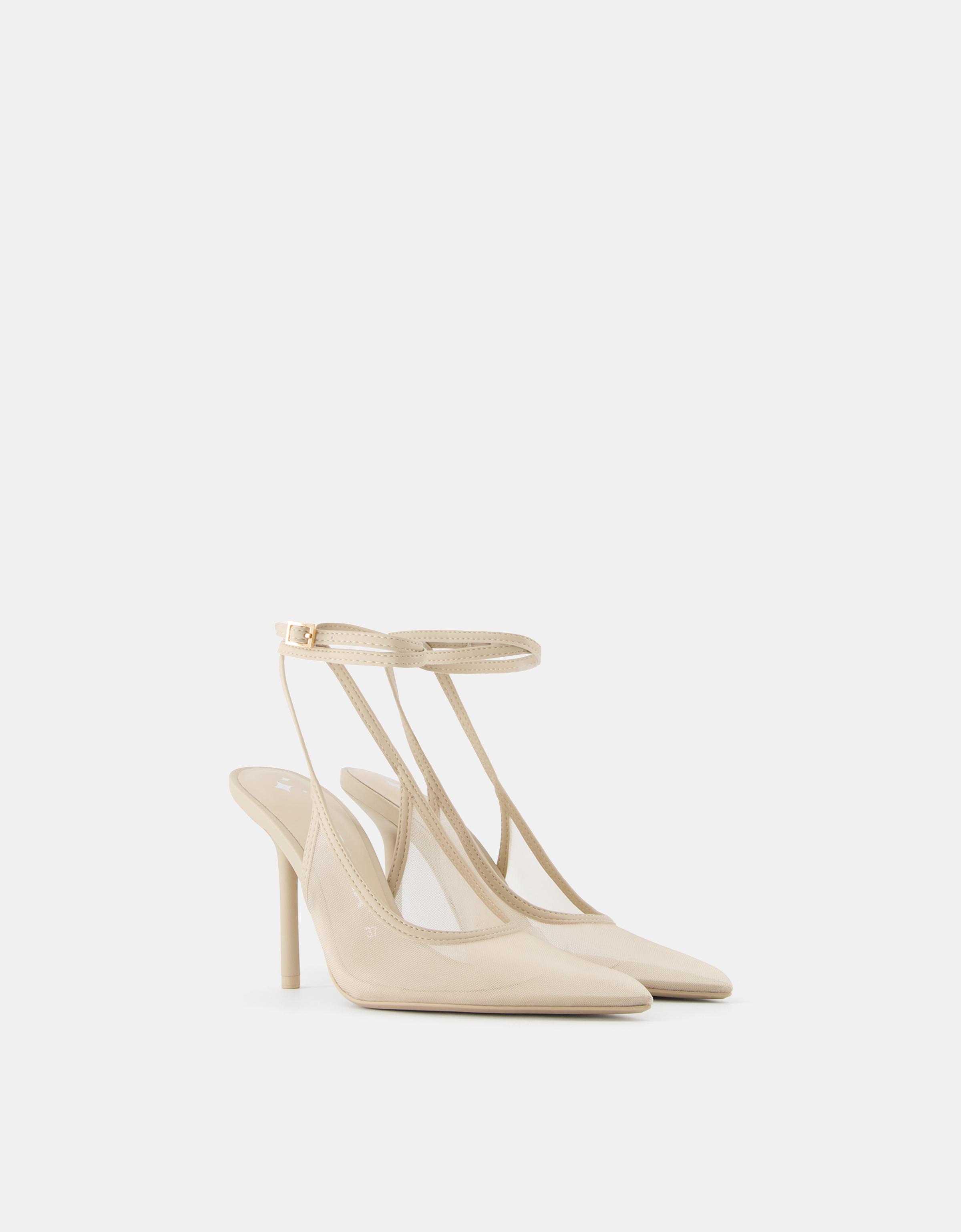 Bershka Slingbacks Mit Absatz Und Knöchelriemchen Damen 41 Beige