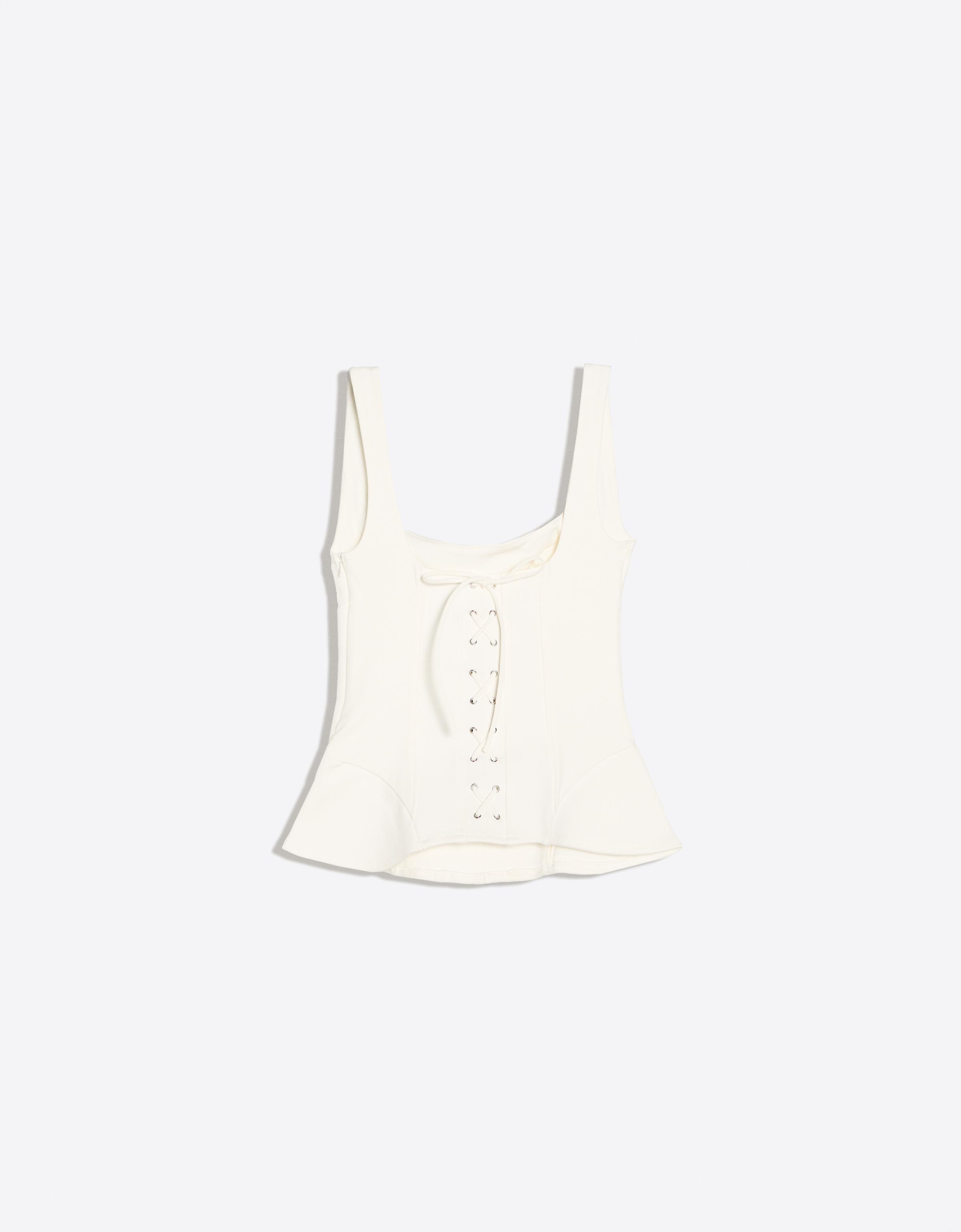 Structured tie-back top — White