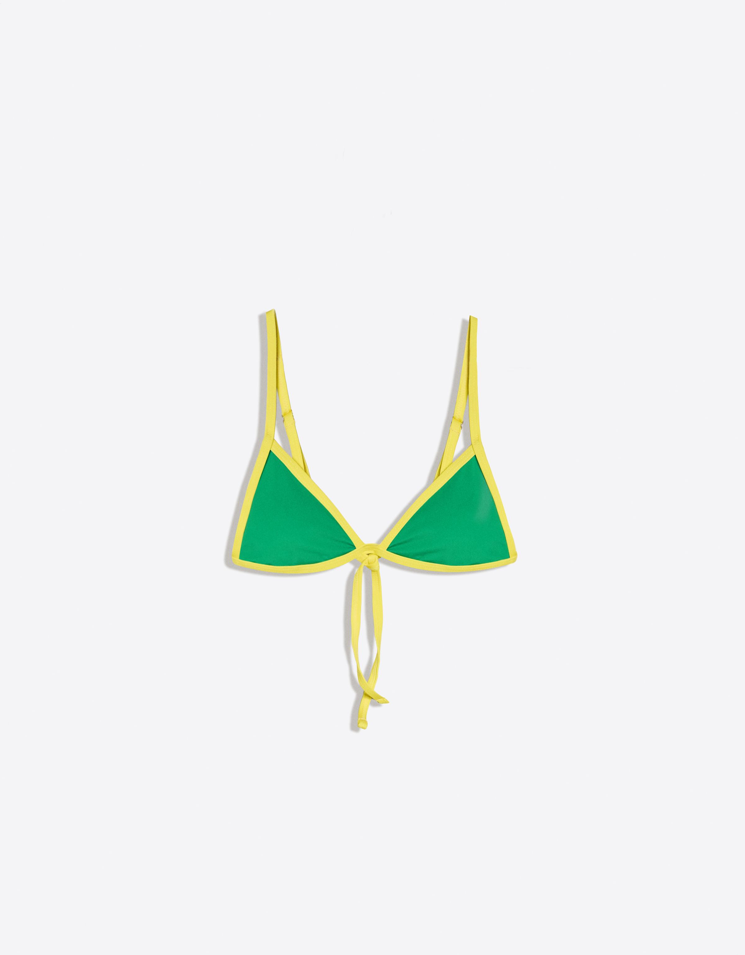 Contrast triangle bikini top — Green