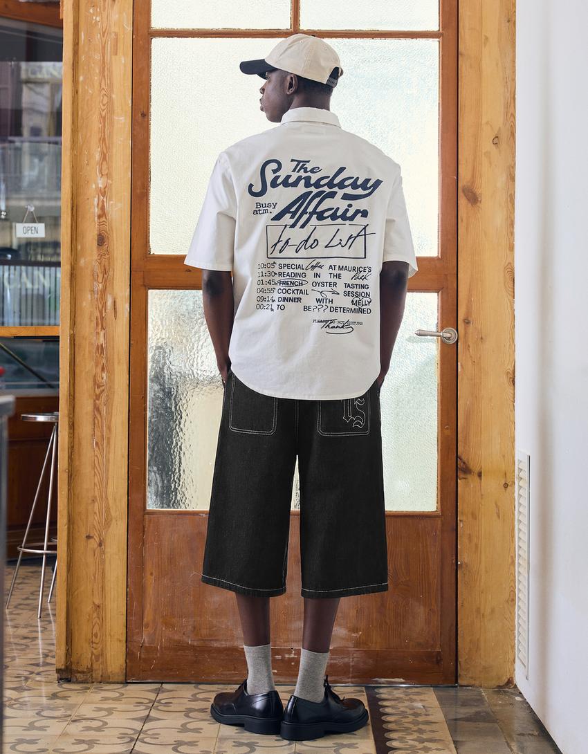 Bermuda en denim super baggy fit-Noir