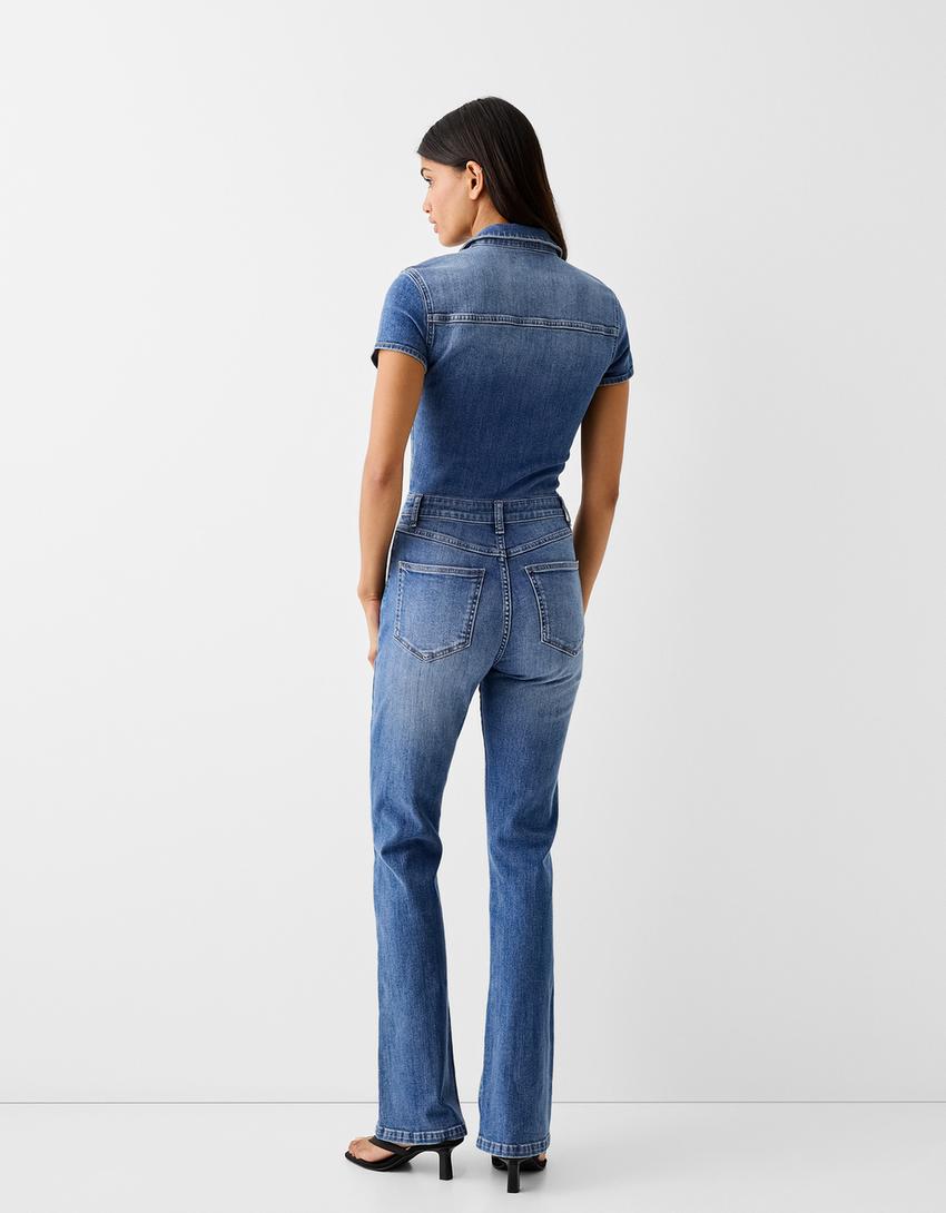 أفرول دنيم بأكمام قصيرة-أزرق-2