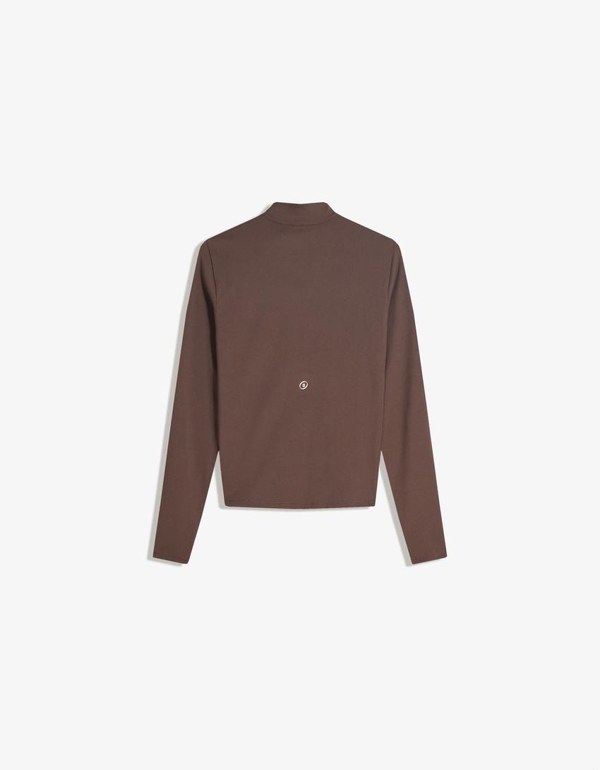 Sneldrogende en ademende sweater met rits-Bruin