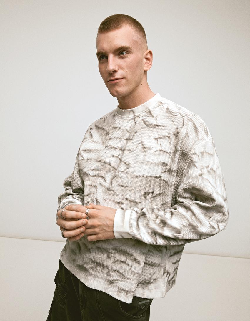 Heavyweight tie-dye long sleeve T-shirt-Off white