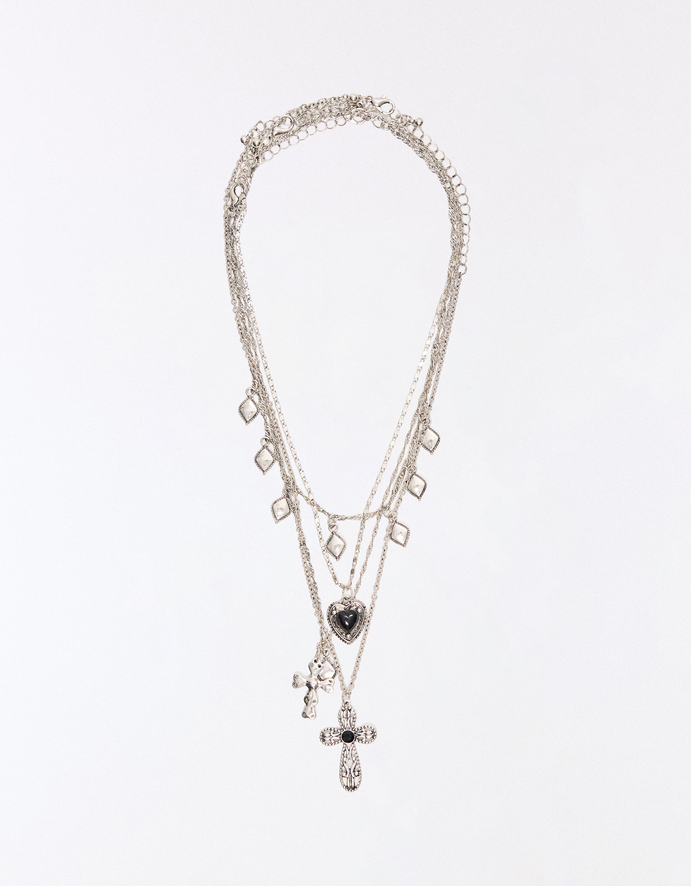 Pack of 4 assorted charm necklaces — Silver