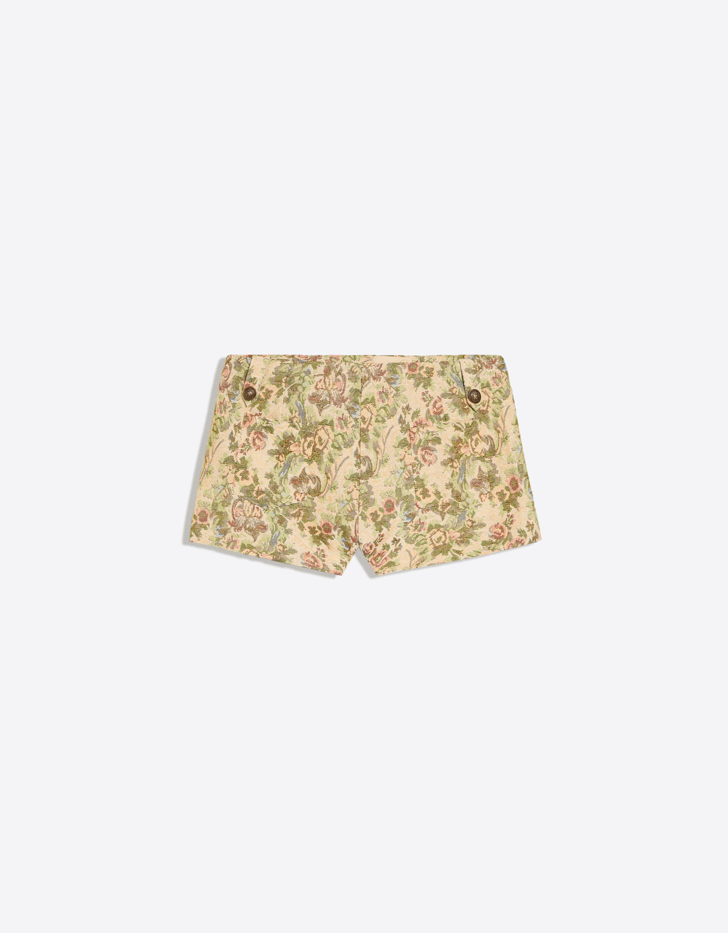 Jacquard mini shorts with button detail — Green