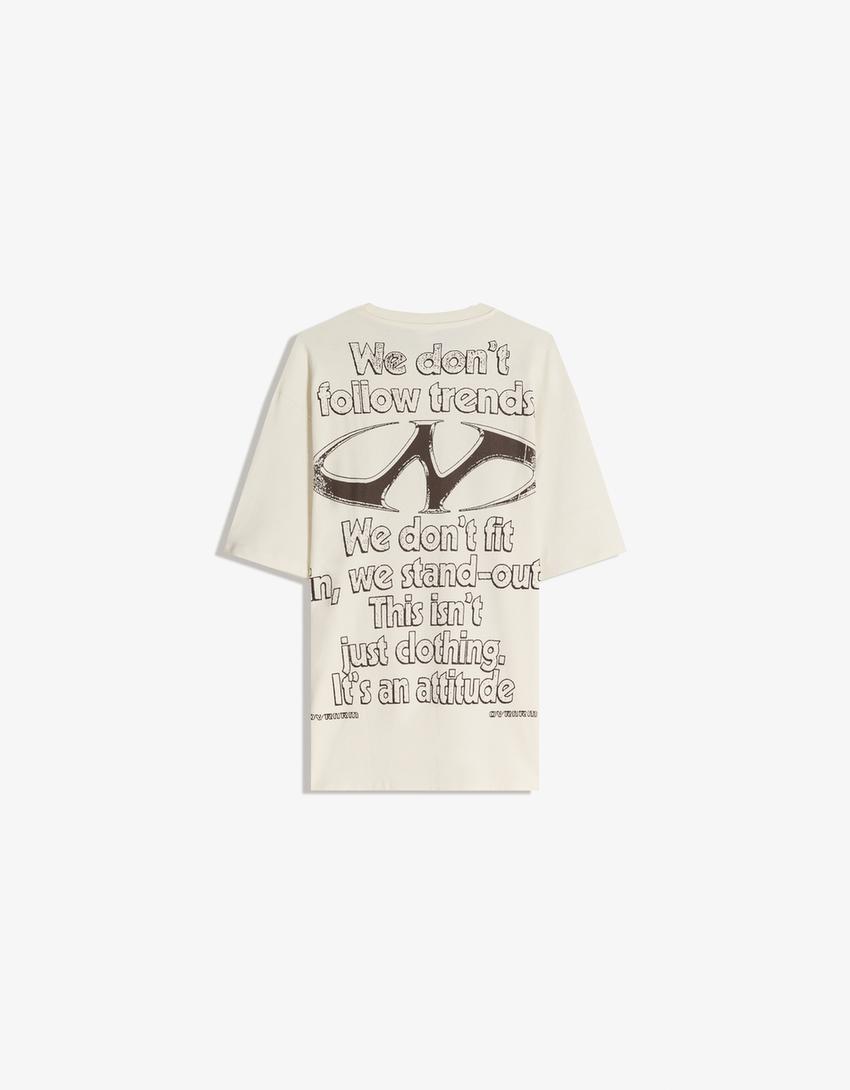 Camiseta manga corta print-Blanco roto