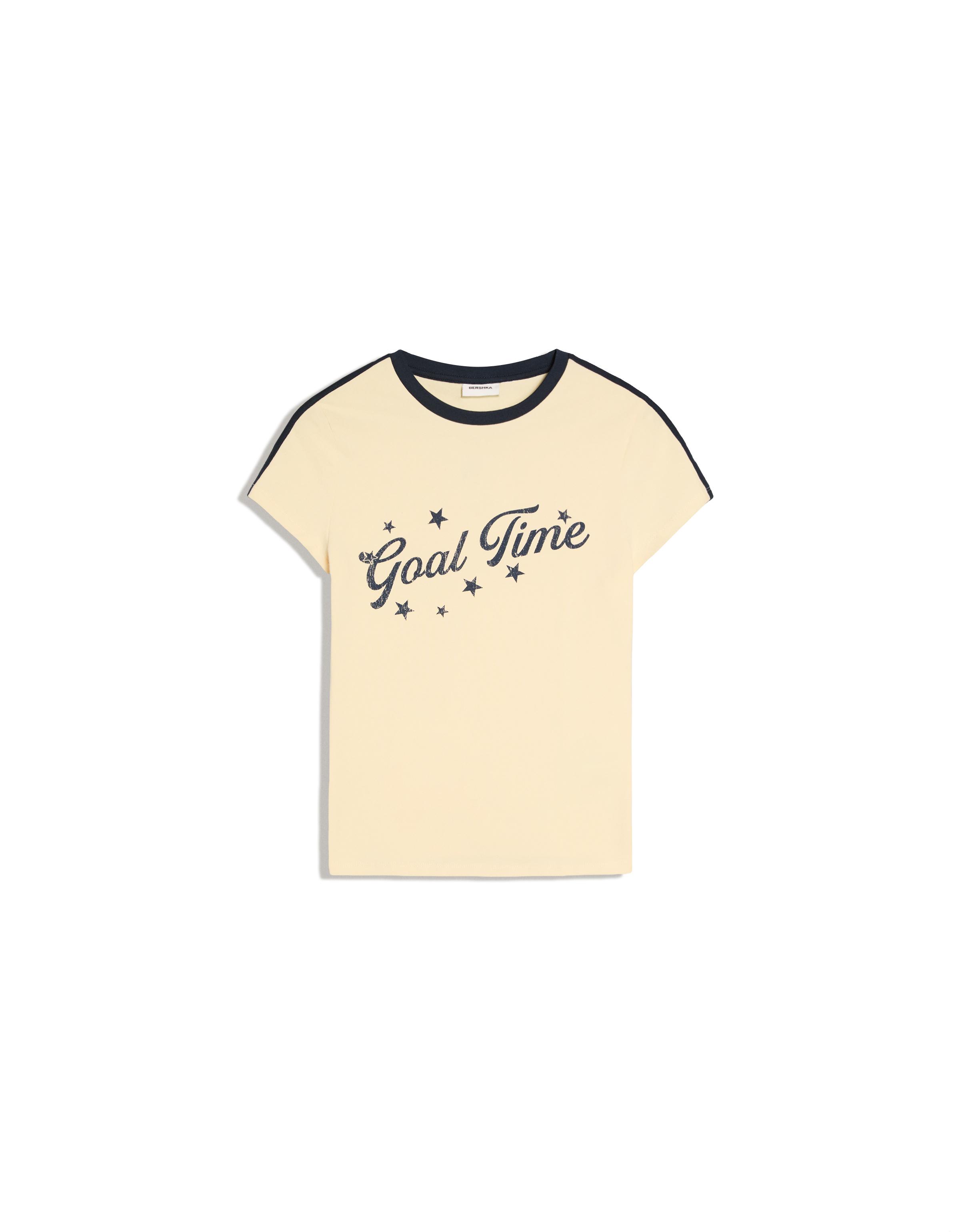 Short sleeve regular fit print T-shirt — Beige