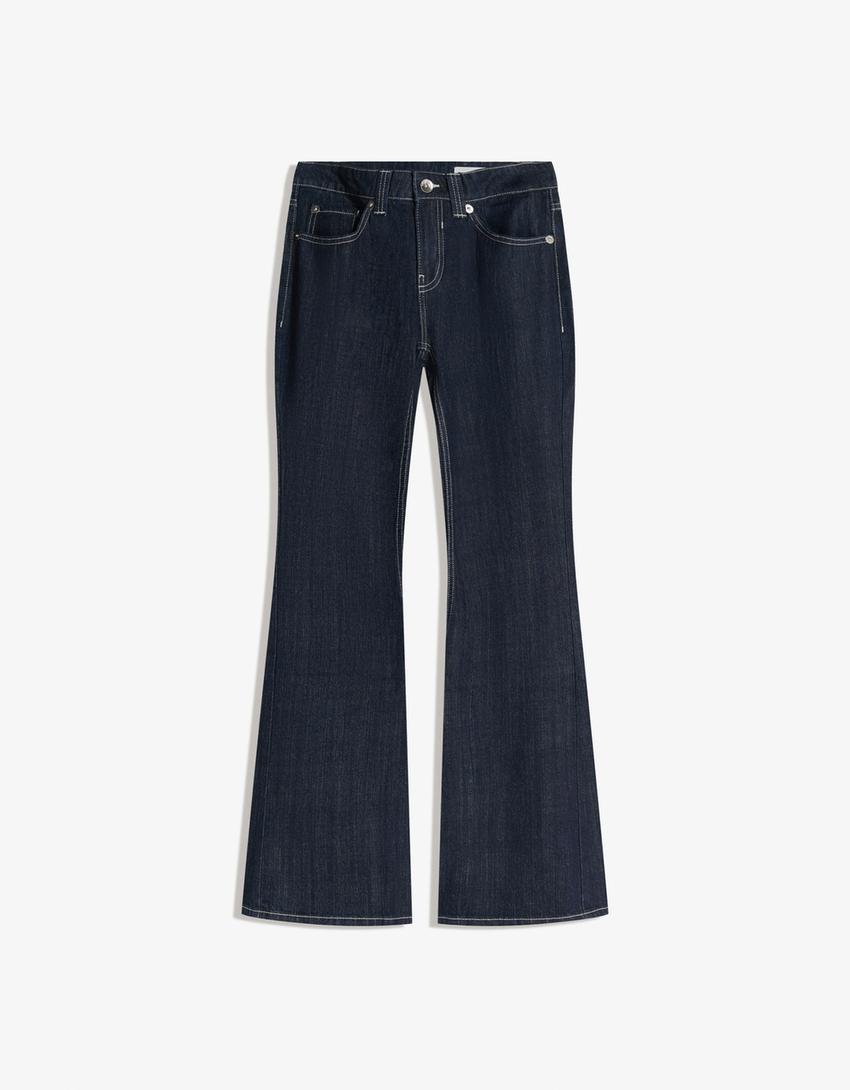 Düşük bel baggy fit çan paça jean-Denizci mavisi