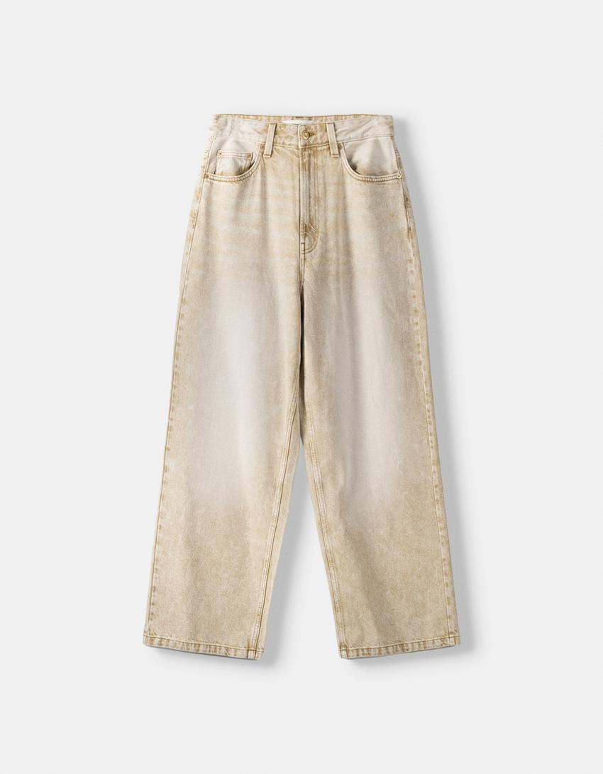 Jeans super baggy-Bege-4