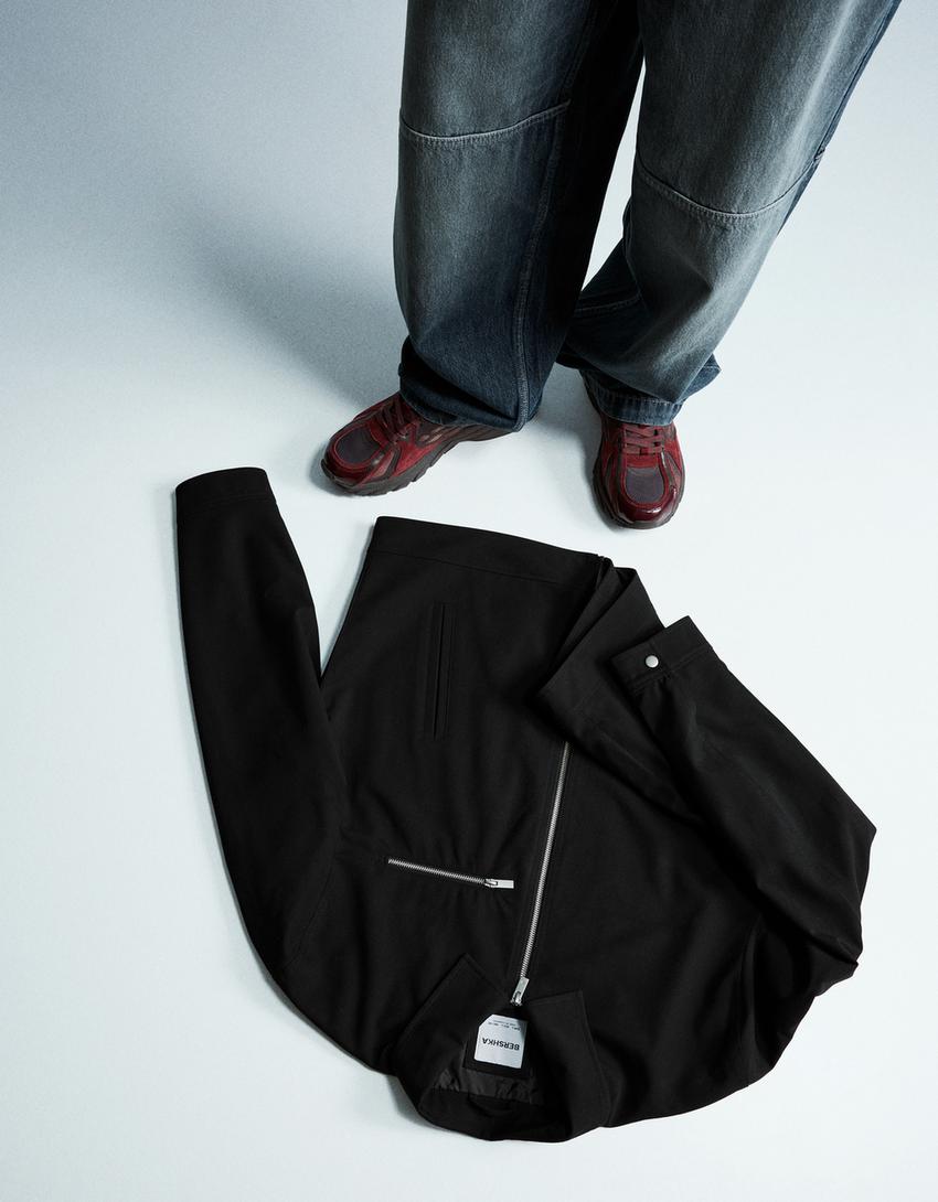 Overshirt with zip-Black-2