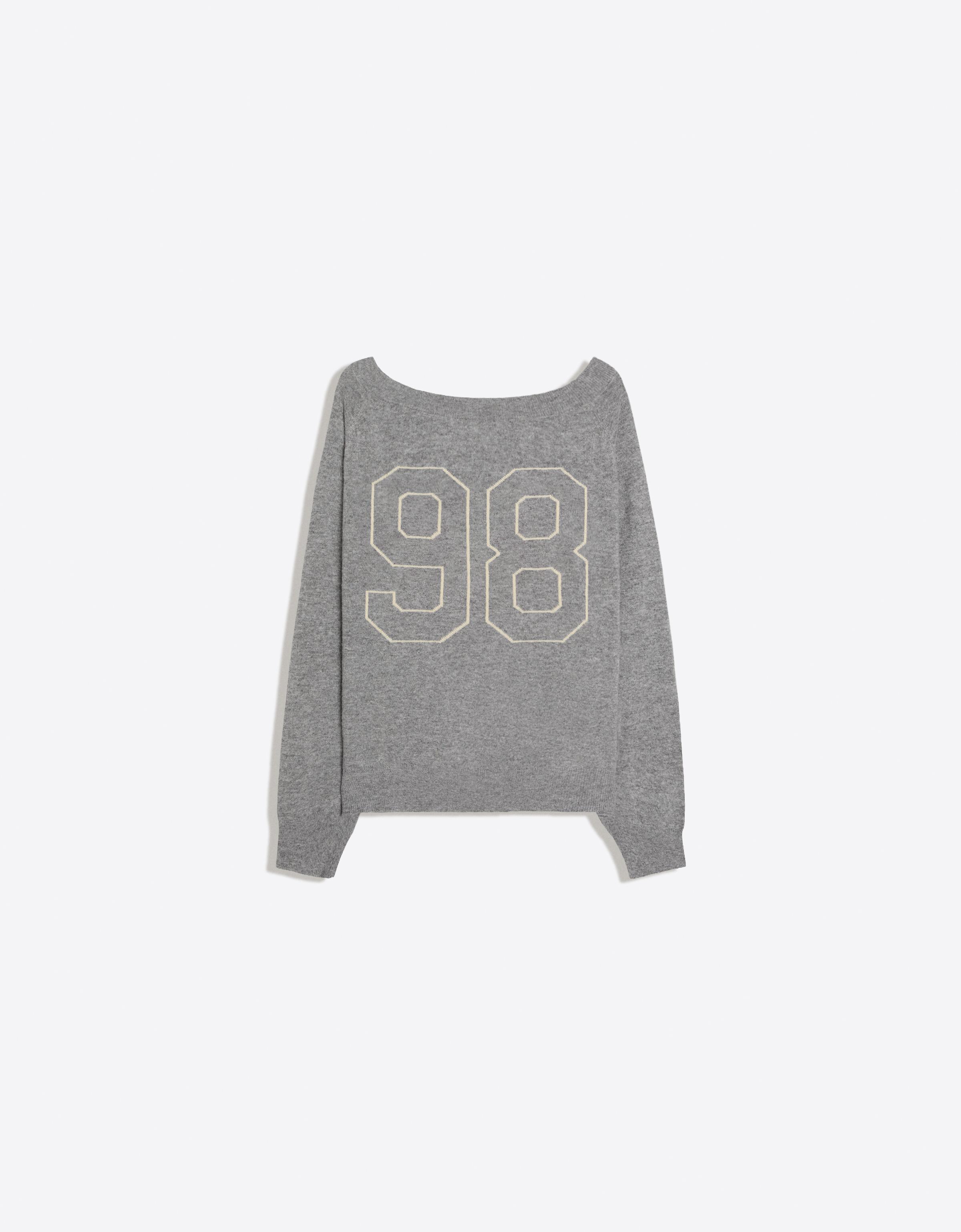 Graphic boat neck jumper — Grey