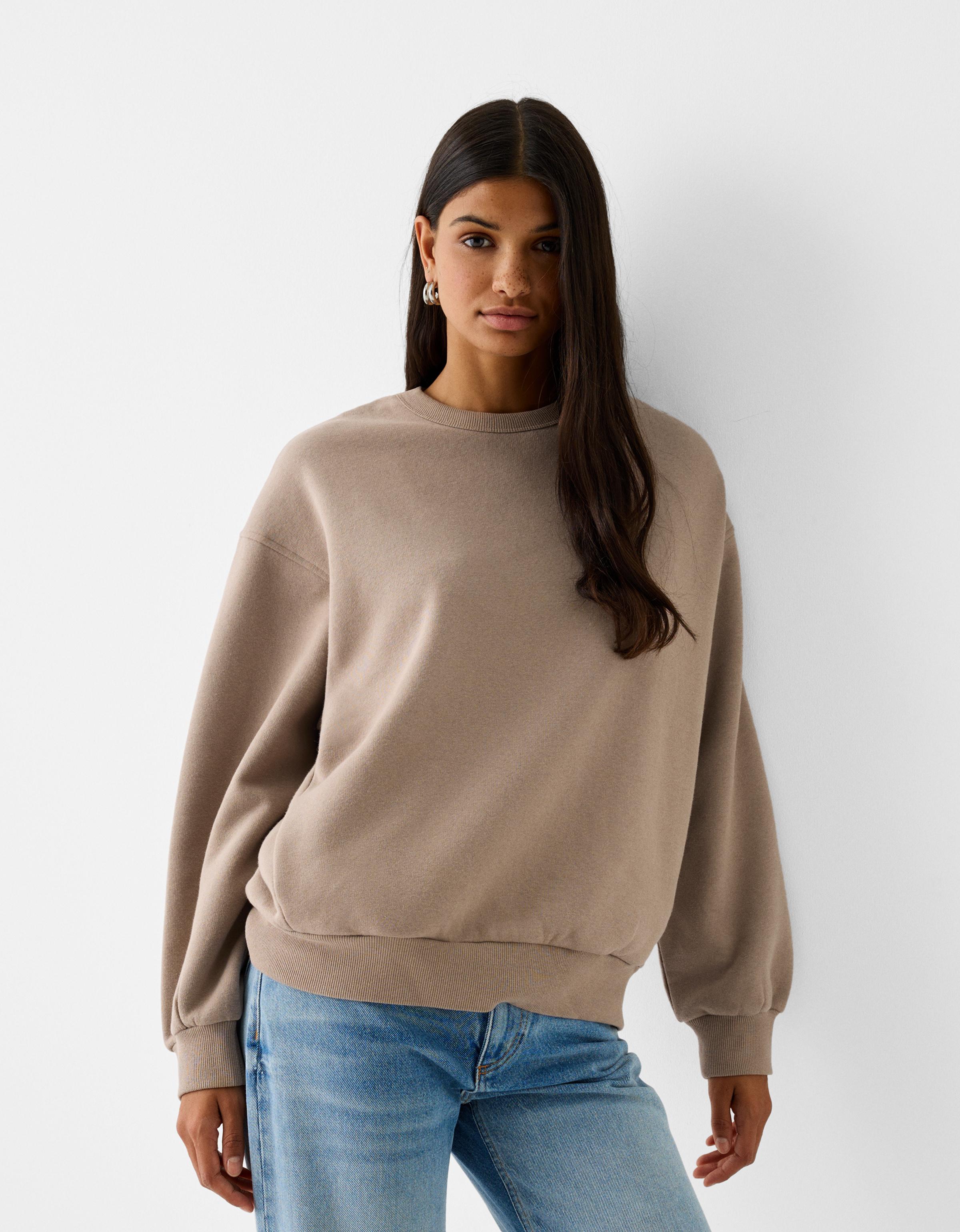 Bershka Oversize-Sweatshirt Mit Seitentaschen Damen Xs Sandfarbe