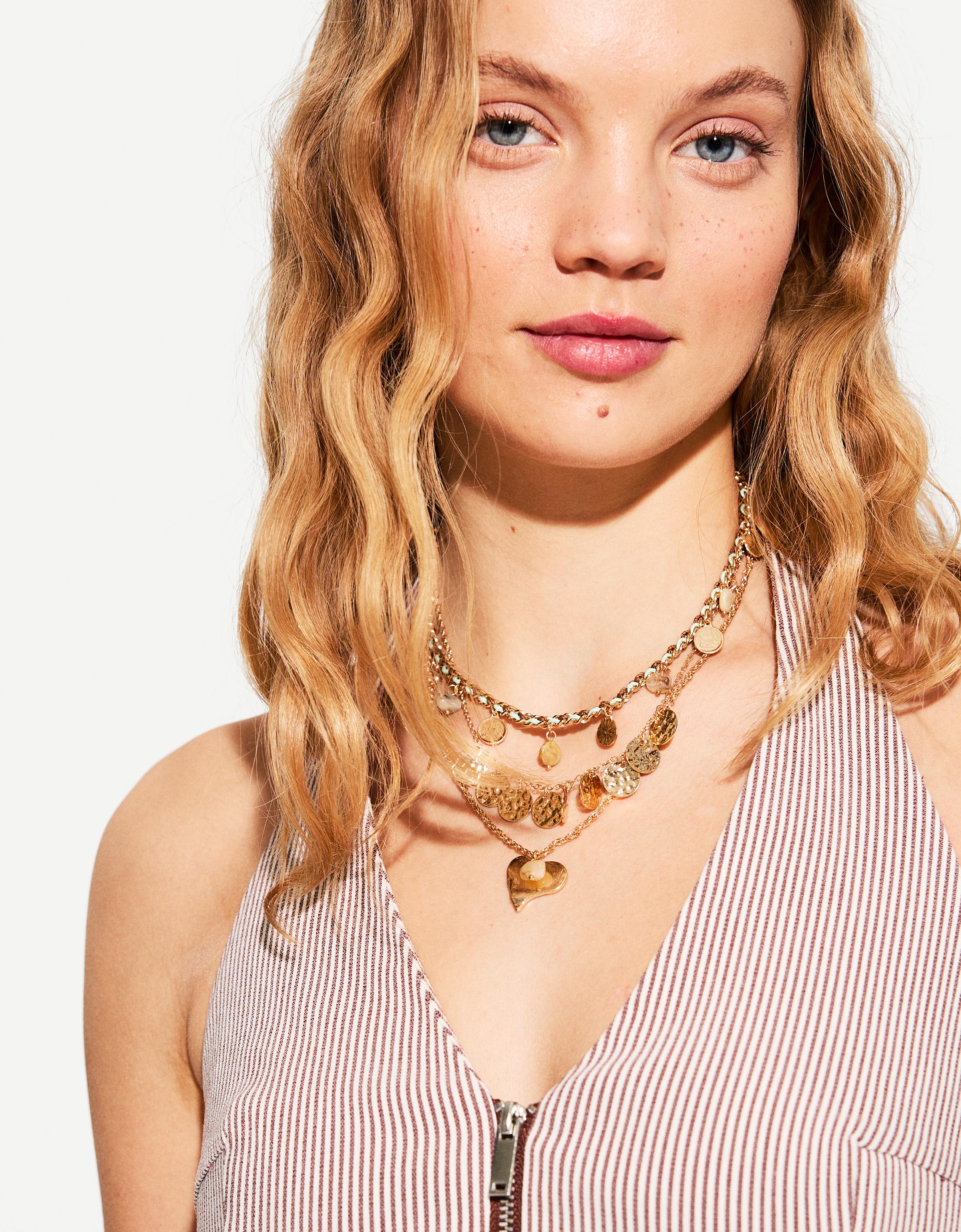 Bershka 3er-Pack Halsketten Im Boho-Stil Damen Gold