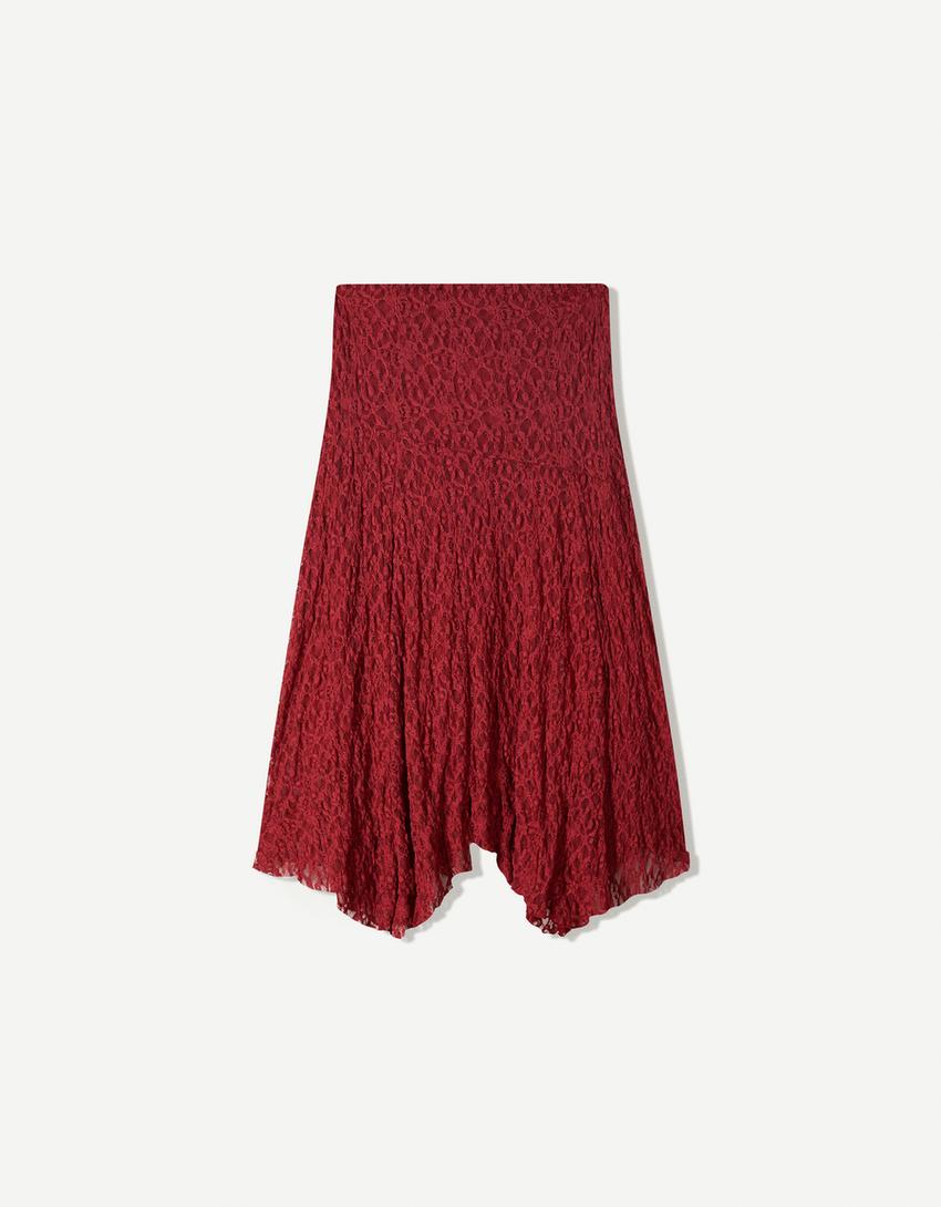 Blonde lace midi skirt-Burgundy